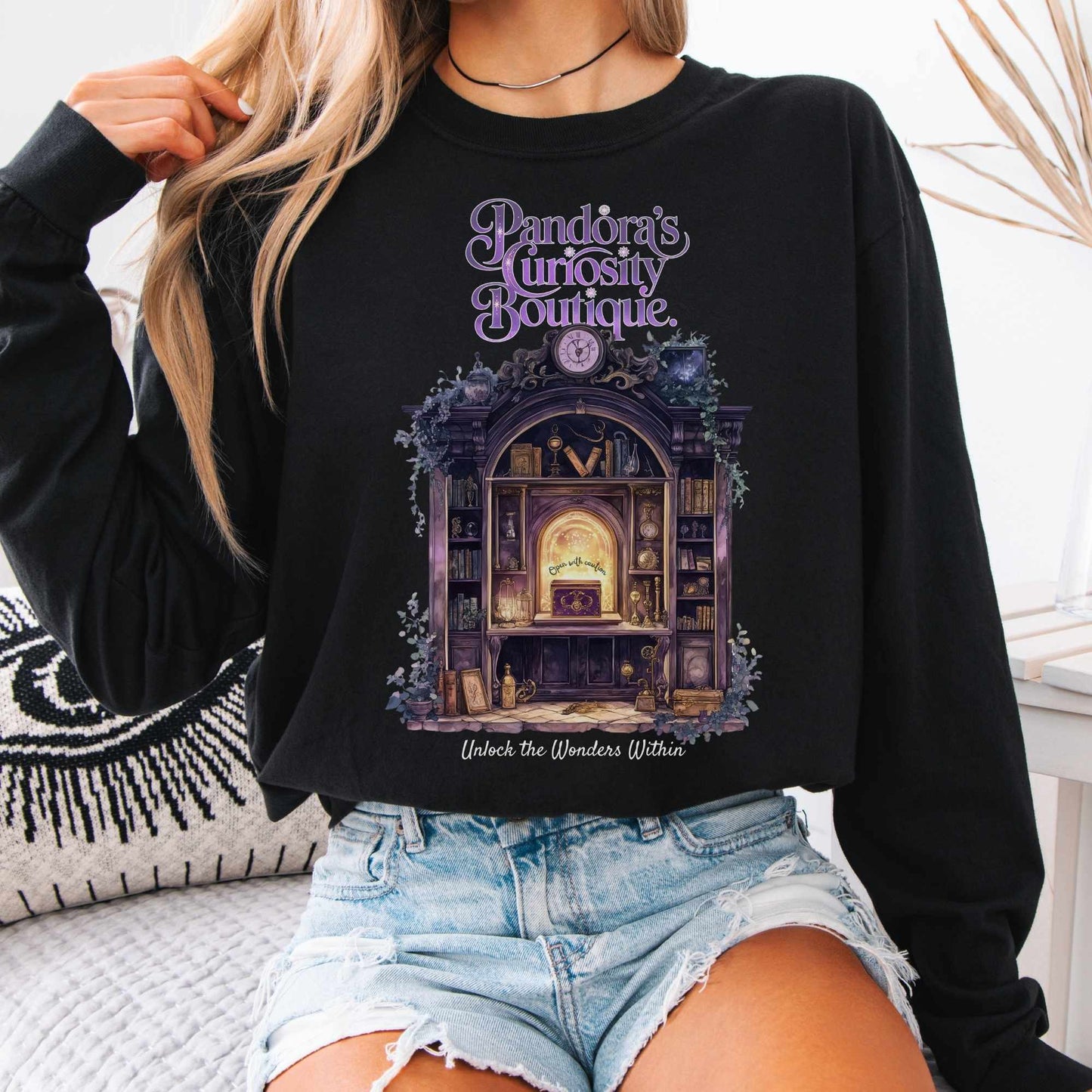Long-sleeve Black / S Pandora's Curiosity Boutique Long Sleeved Shirt The Mystic Eden