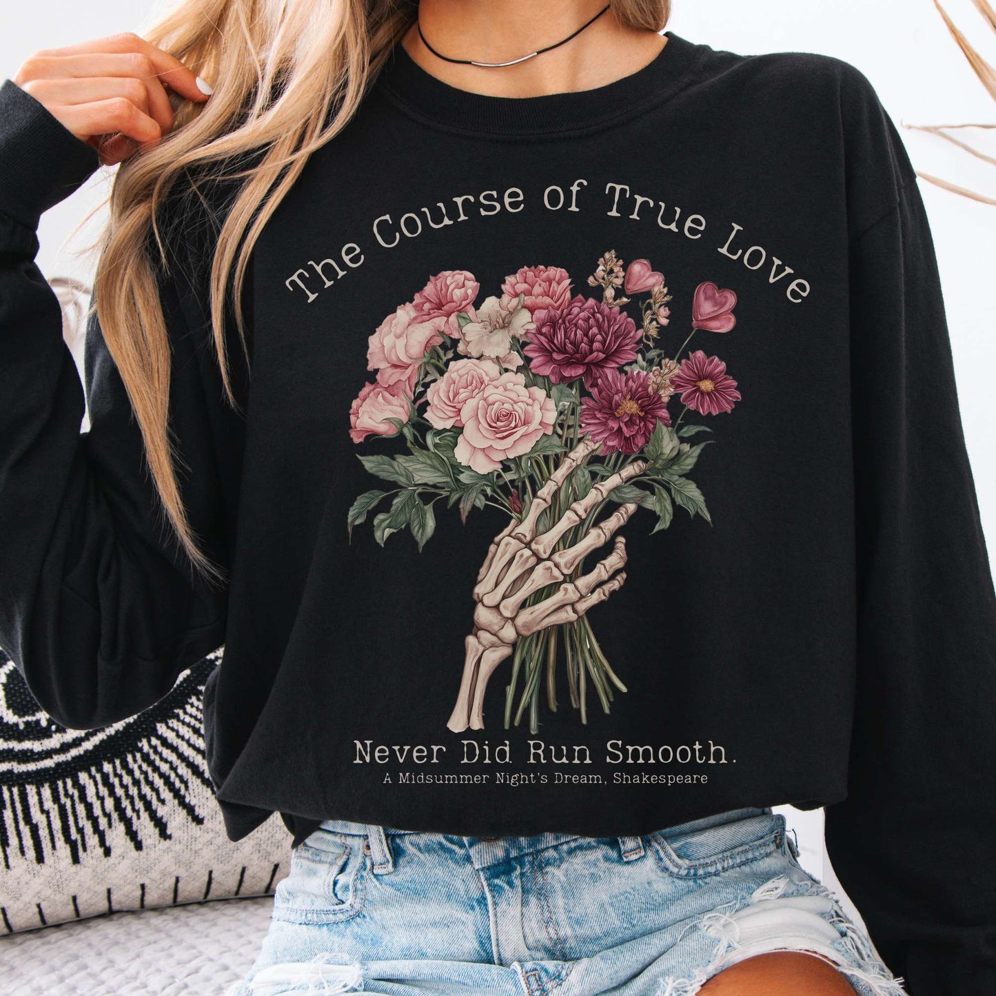 Long-sleeve Black / S The Course of True Love Never Did Run Smooth Shakespeare Long Sleeve Shirt The Mystic Eden