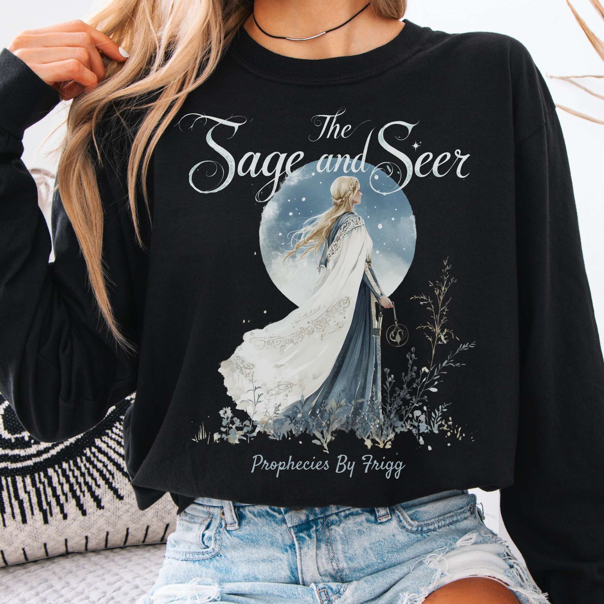 Long-sleeve Black / S The Sage & Seer Prophecies by Frigg Norse Gods Long Sleeve Shirt The Mystic Eden