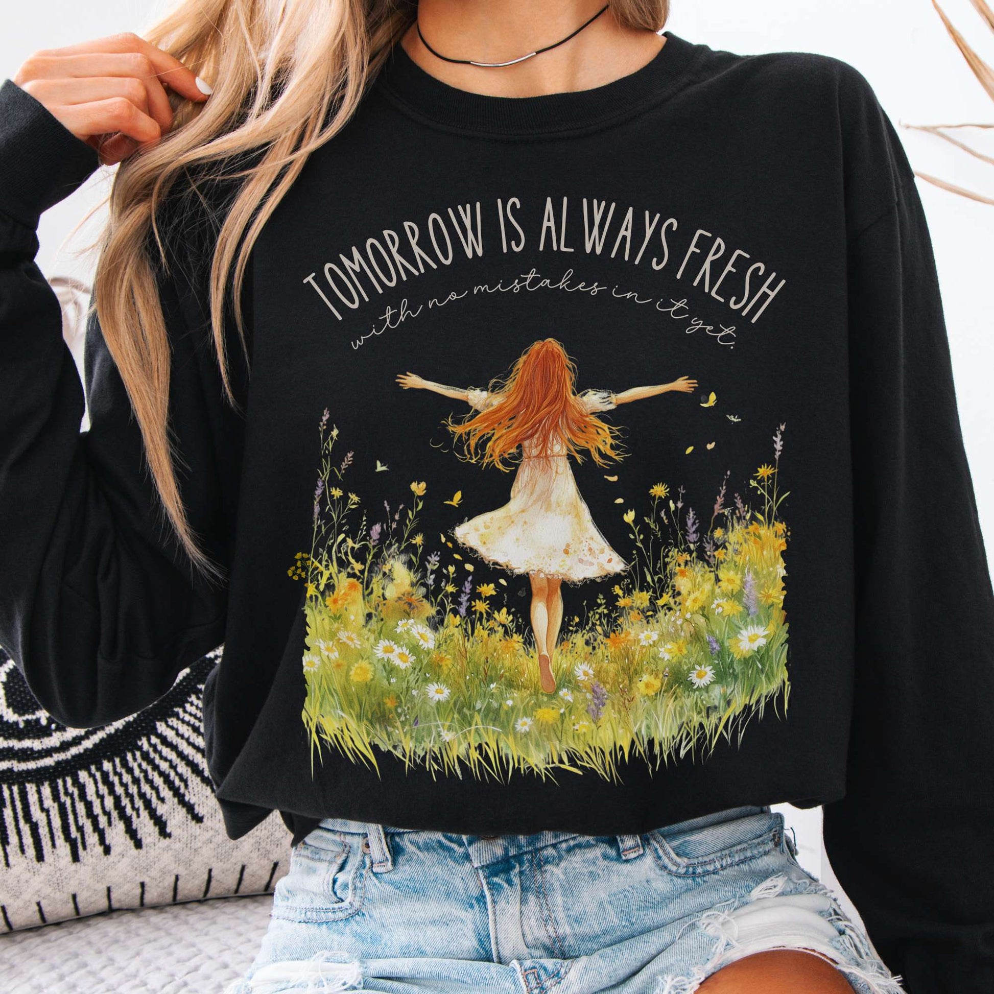 Long-sleeve Black / S Tomorrow Is Always Fresh With No Mistakes Anne of Green Gables Long Sleeve Shirt The Mystic Eden