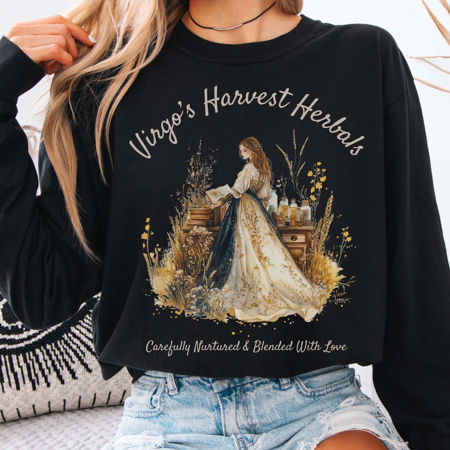 Long-sleeve Black / S Virgo's Harvest Herbals Zodiac Long Sleeve Shirt The Mystic Eden