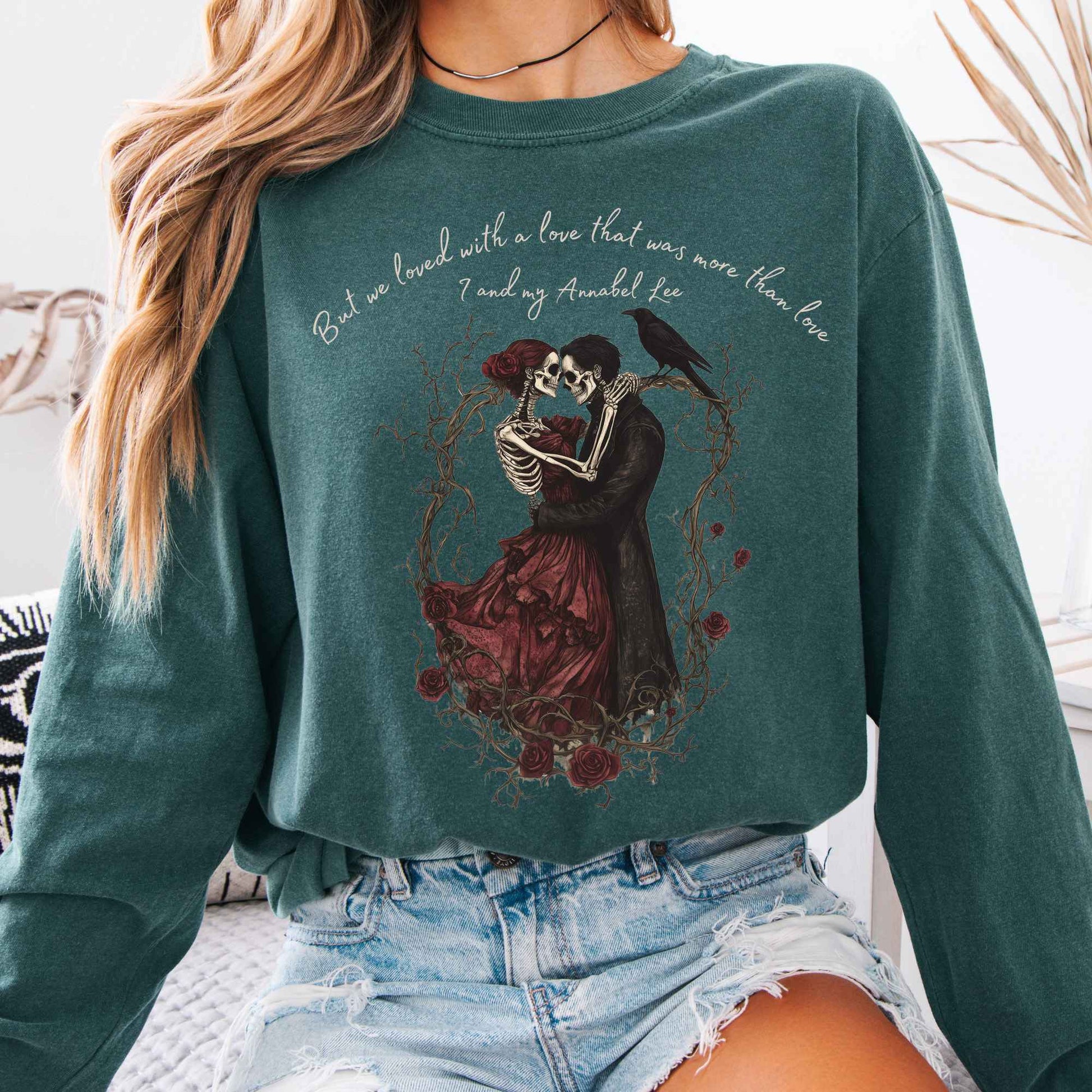 Long-sleeve Blue Spruce / S Annabel Lee Edgar Allan Poe Long Sleeve Shirt The Mystic Eden