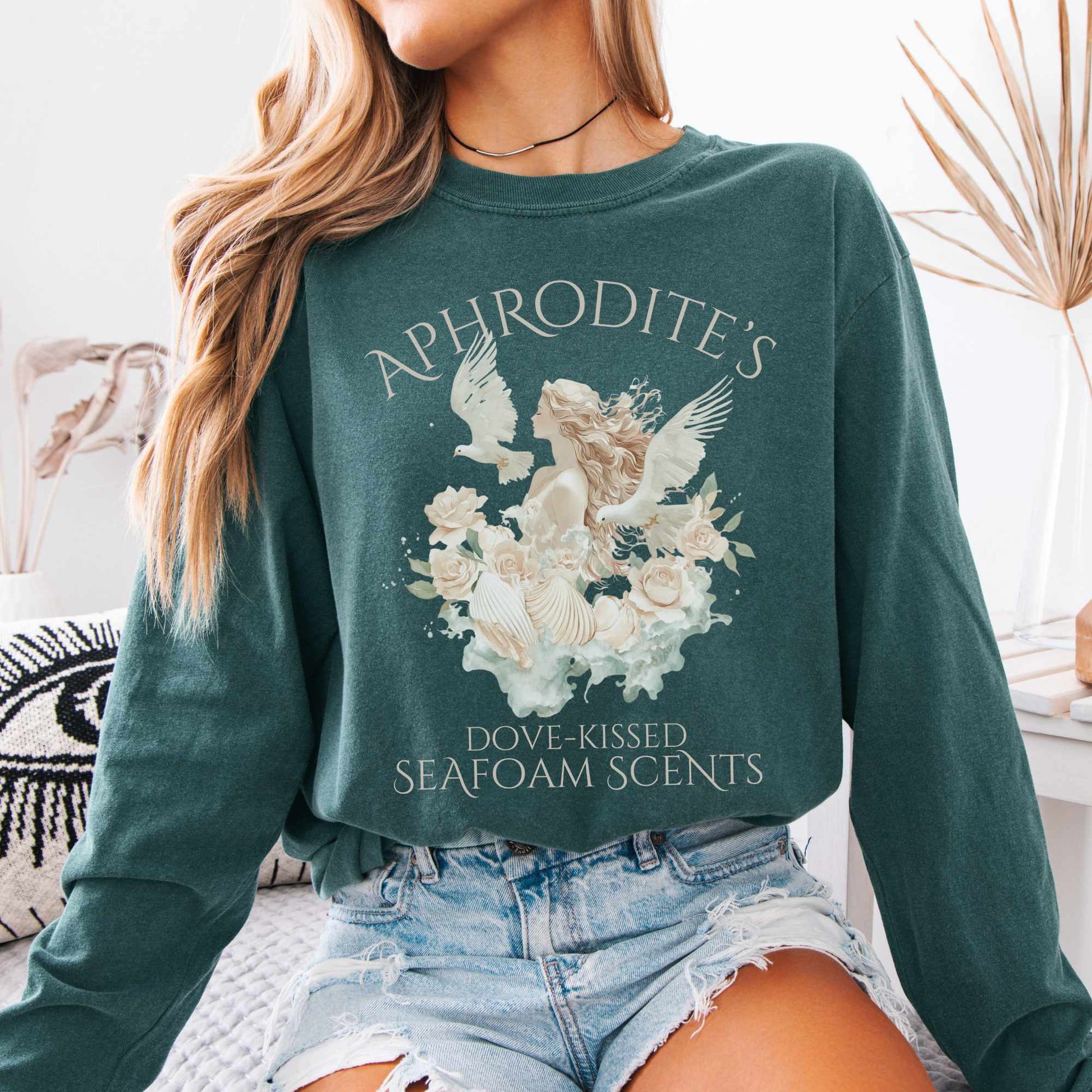 Long-sleeve Blue Spruce / S Aphrodite's Seafoam Scents Long Sleeved Shirt The Mystic Eden
