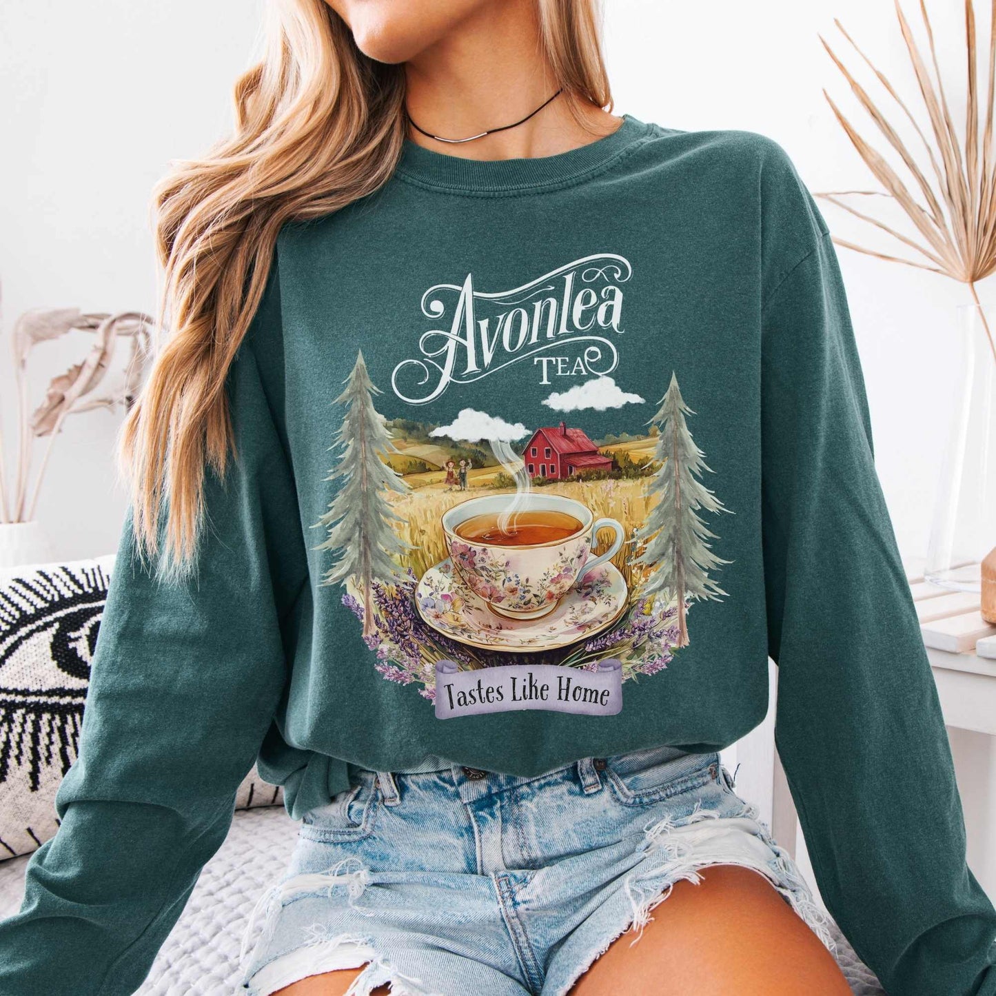 Long-sleeve Blue Spruce / S Avonlea Tea Anne of Green Gables Long Sleeved Shirt The Mystic Eden