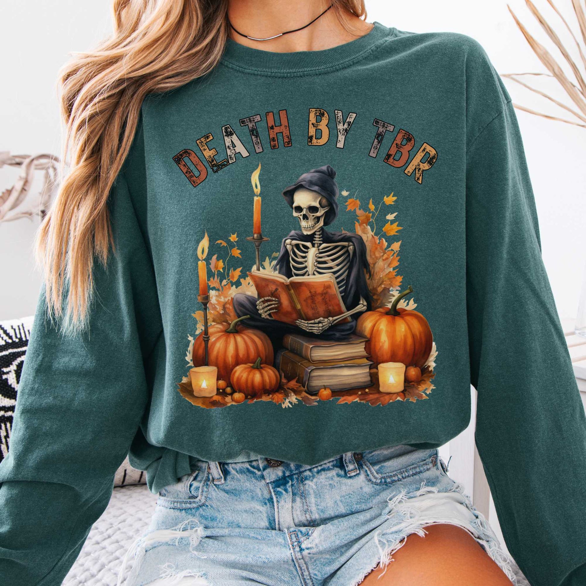 Long-sleeve Blue Spruce / S Death by TBR Bookish Long Sleeve The Mystic Eden