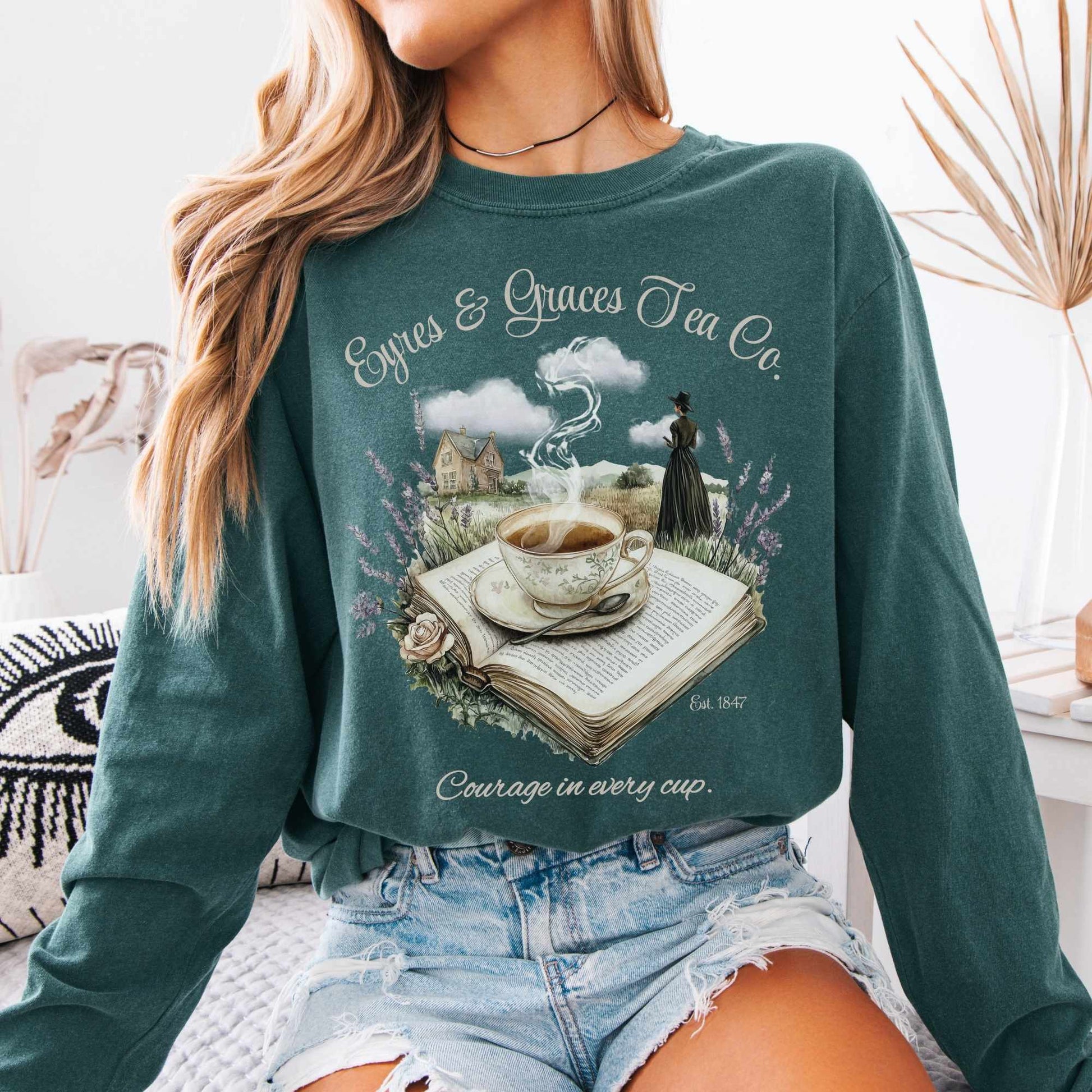 Long-sleeve Blue Spruce / S Eyres & Graces Tea Co. Long Sleeved Shirt The Mystic Eden