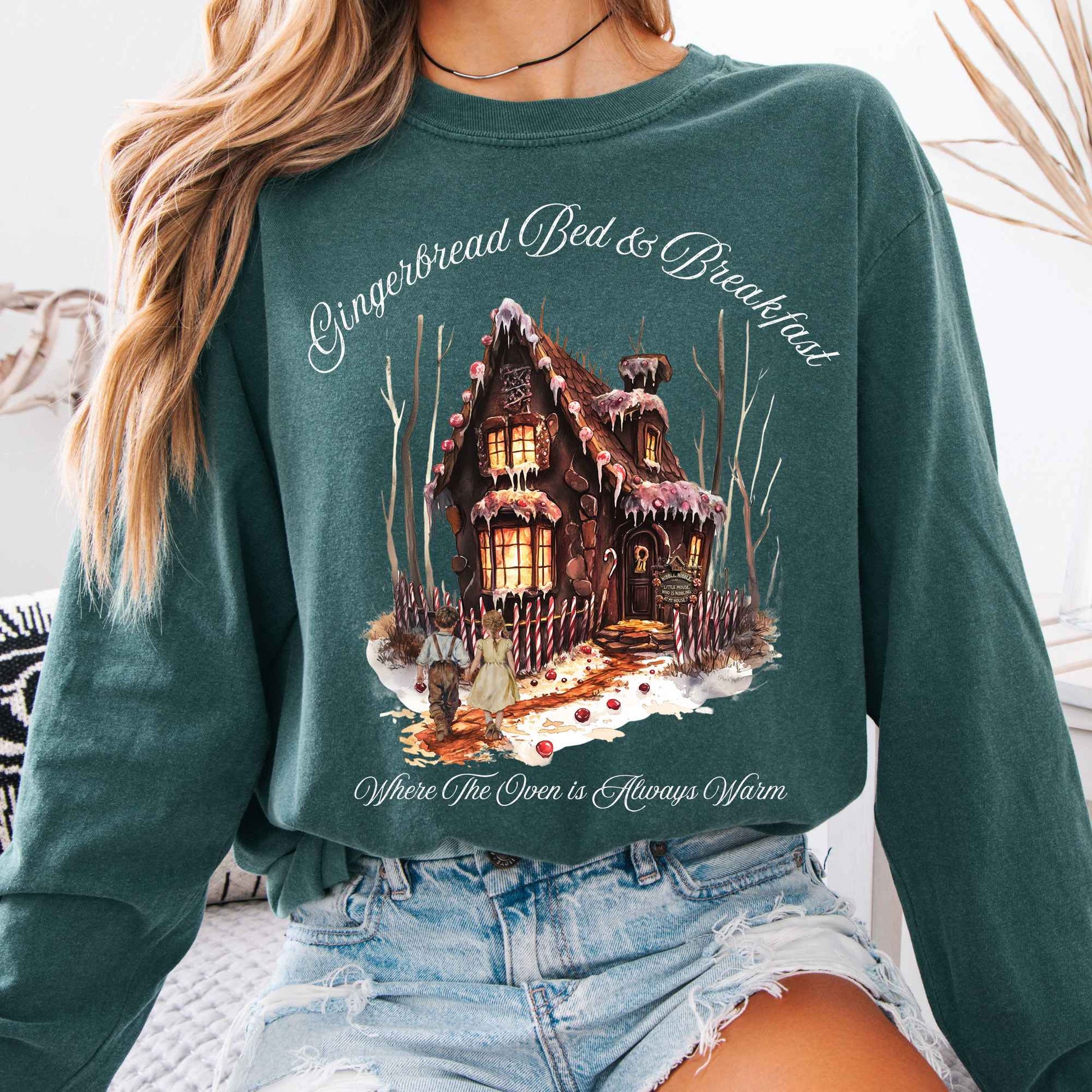 Long-sleeve Blue Spruce / S Gingerbread Bed & Breakfast Hansel and Gretel Fairytale Long Sleeve Shirt The Mystic Eden
