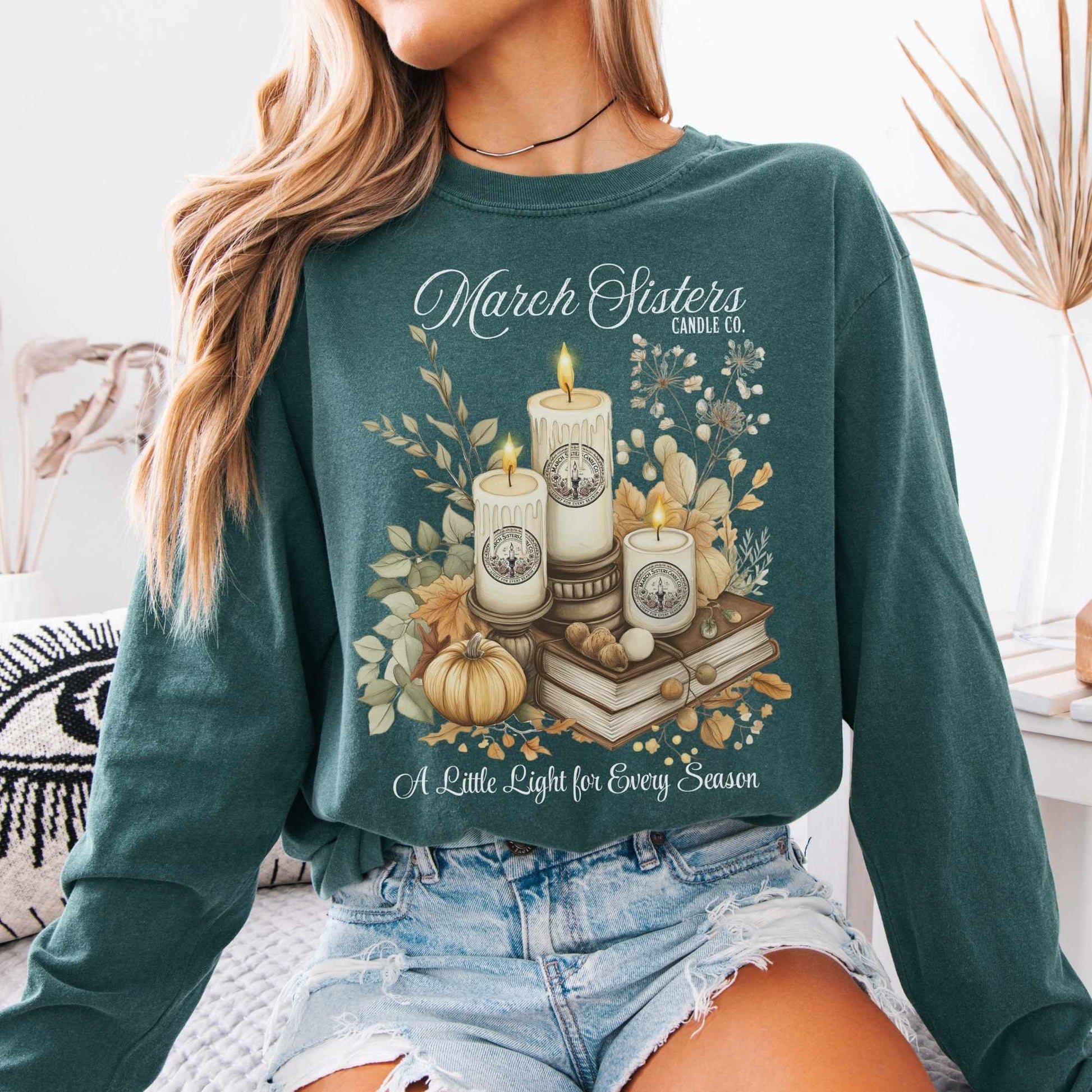 Long-sleeve Blue Spruce / S March Sisters Candle Co. Long Sleeved Shirt The Mystic Eden