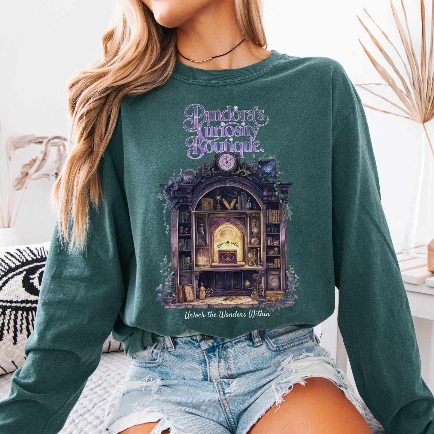 Long-sleeve Blue Spruce / S Pandora's Curiosity Boutique Long Sleeved Shirt The Mystic Eden