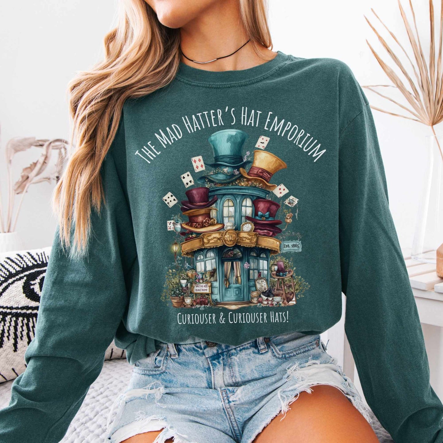 Long-sleeve Blue Spruce / S The Mad Hatter's Hat Emporium Long Sleeved Shirt The Mystic Eden