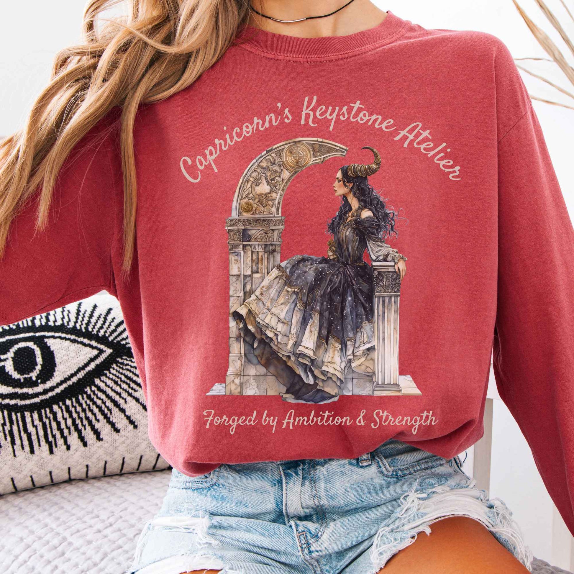 Long-sleeve Crimson / S Capricorn's Keystone Atelier Zodiac Long Sleeve Shirt The Mystic Eden