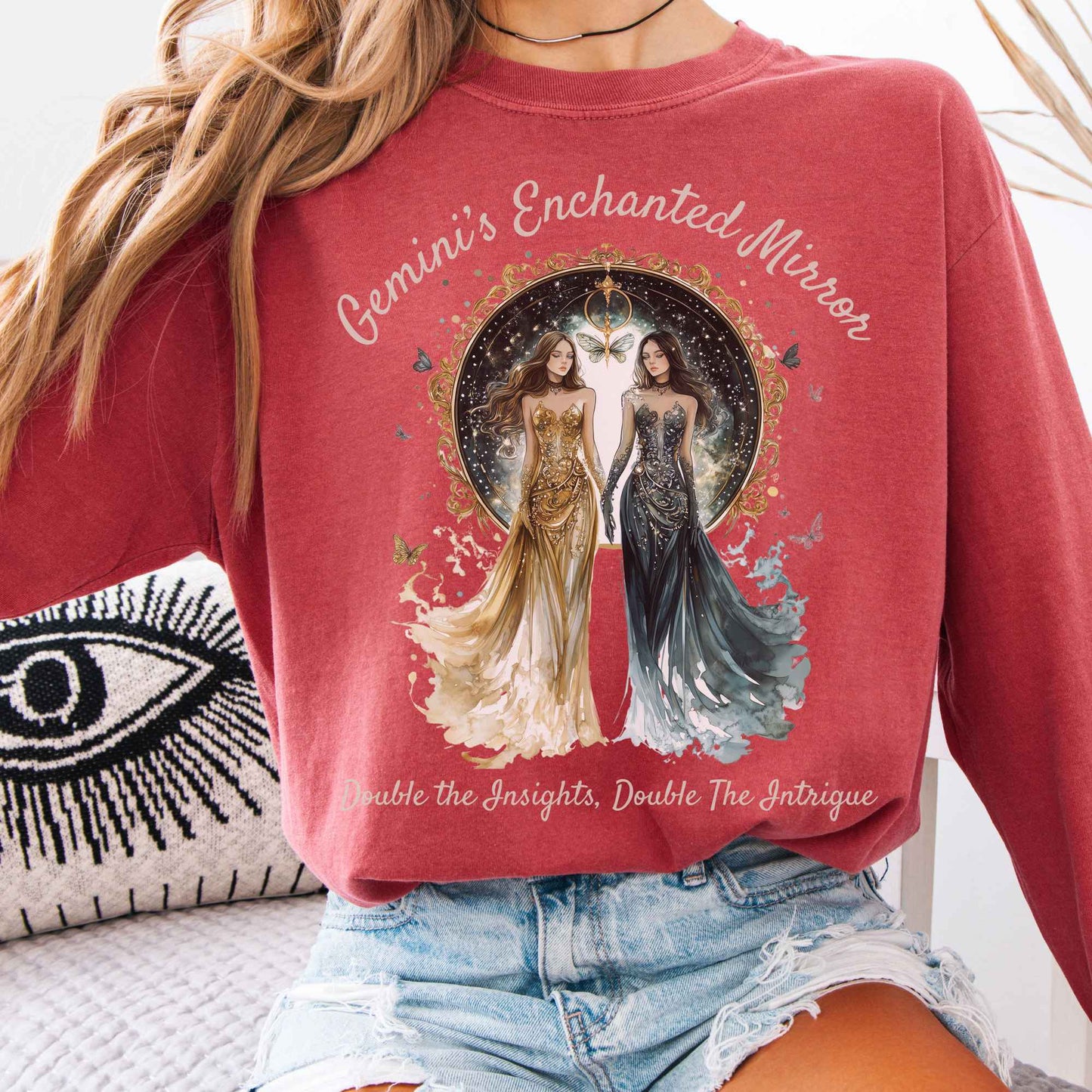 Long-sleeve Crimson / S Gemini's Enchanted Mirror Zodiac Long Sleeve Shirt The Mystic Eden