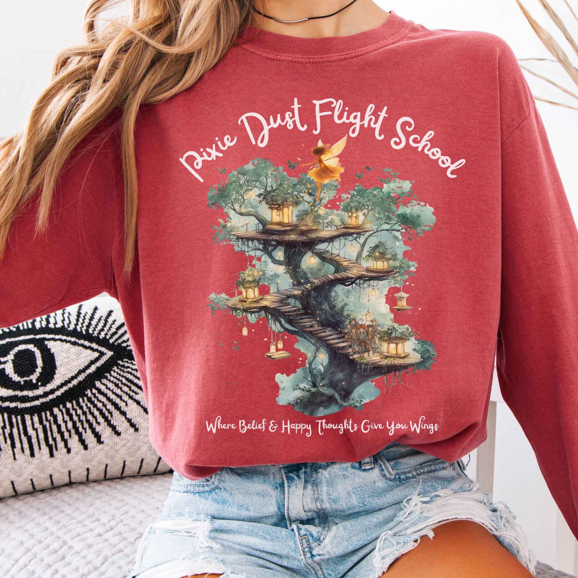 Long-sleeve Crimson / S Pixie Dust Flight School Peter Pan Long Sleeve Shirt The Mystic Eden