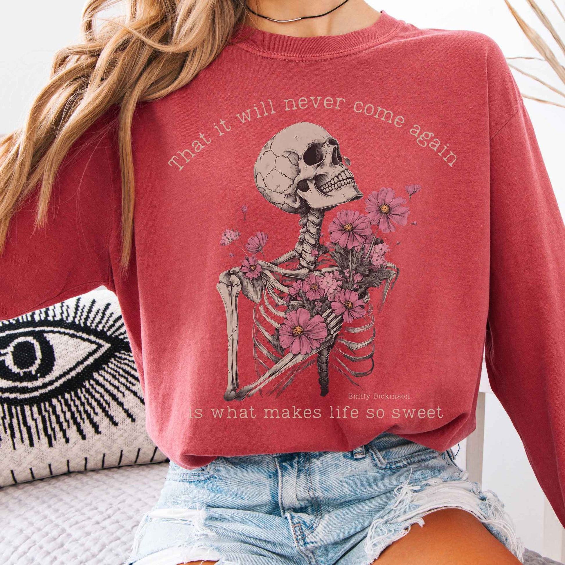 Long-sleeve Crimson / S That It Will Never Come Again Emily Dickinson Long Sleeve Tee The Mystic Eden