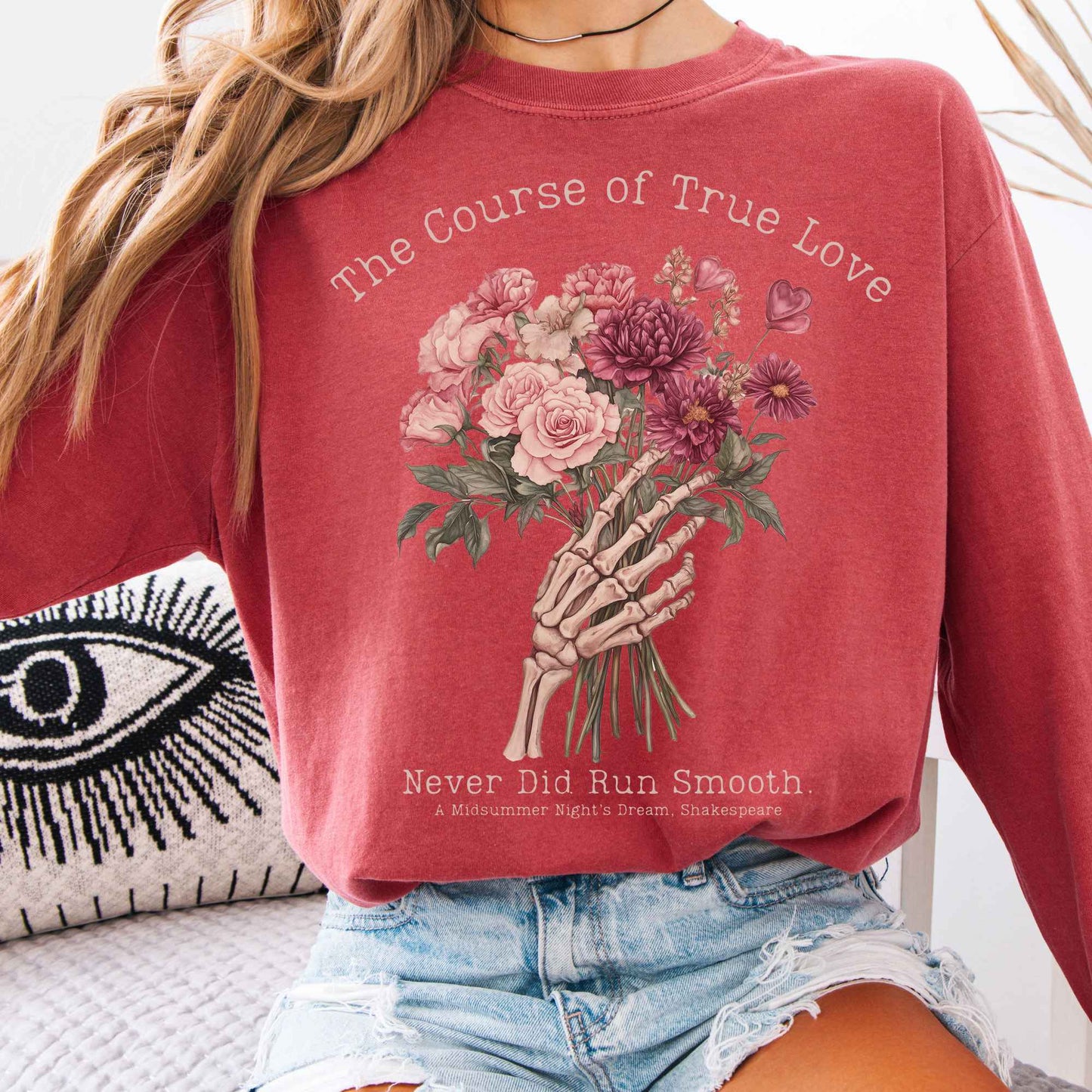 Long-sleeve Crimson / S The Course of True Love Never Did Run Smooth Shakespeare Long Sleeve Shirt The Mystic Eden