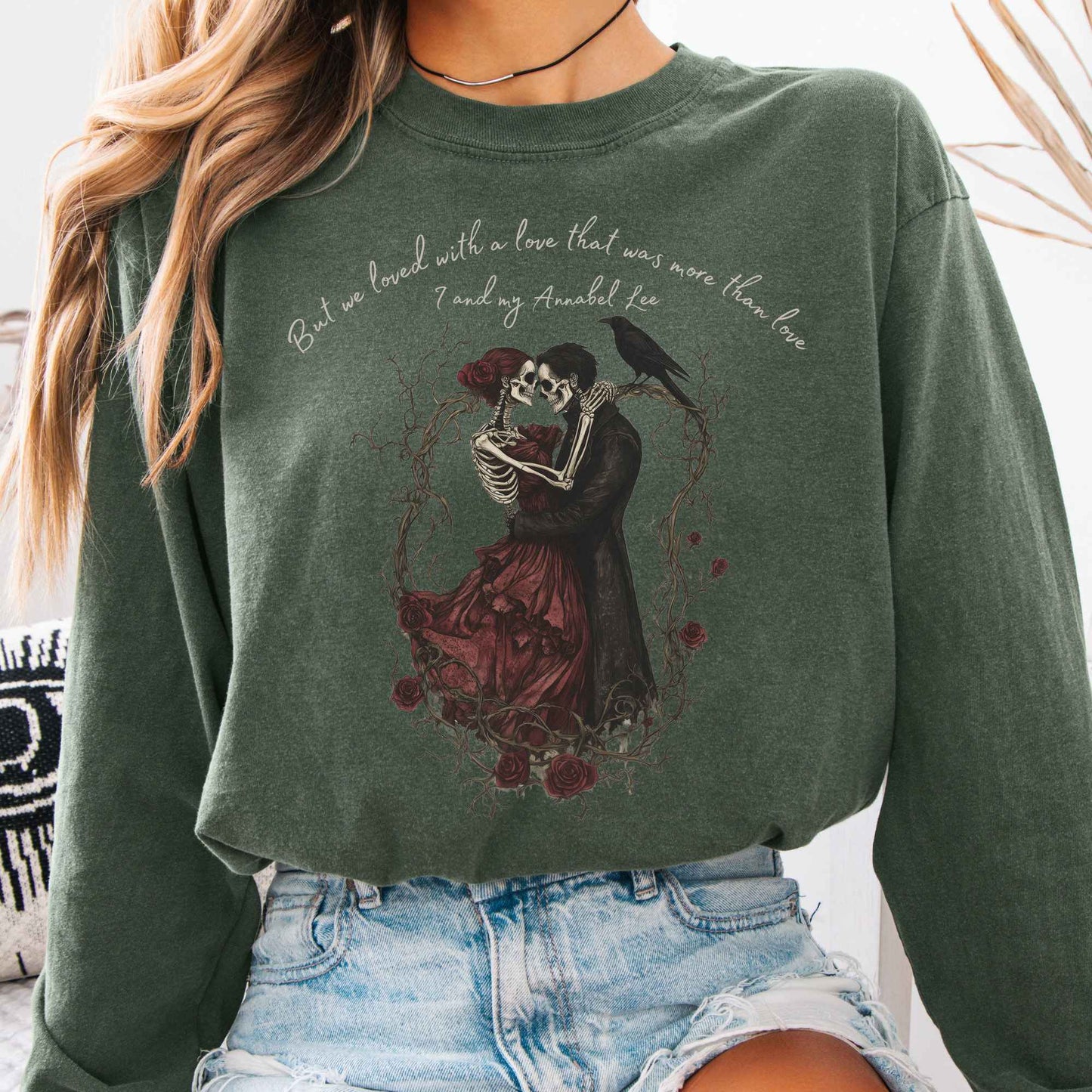 Long-sleeve Hemp / S Annabel Lee Edgar Allan Poe Long Sleeve Shirt The Mystic Eden