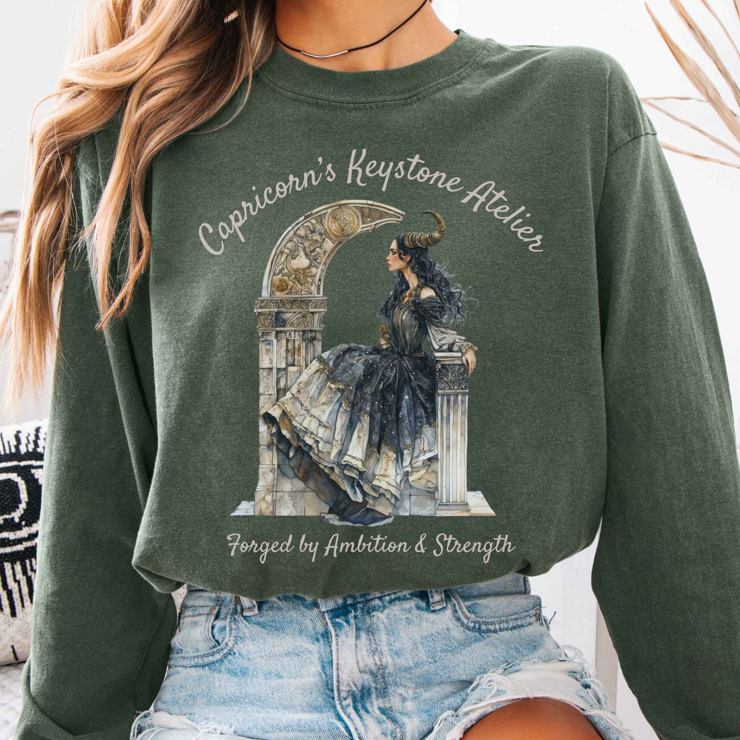 Long-sleeve Hemp / S Capricorn's Keystone Atelier Zodiac Long Sleeve Shirt The Mystic Eden
