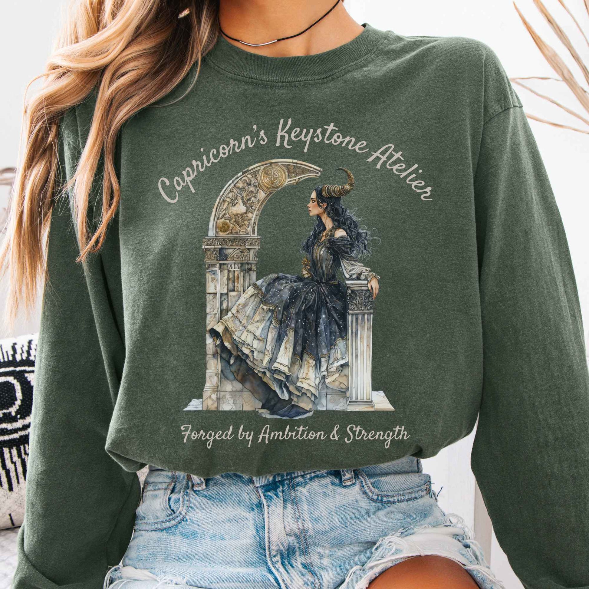 Long-sleeve Hemp / S Capricorn's Keystone Atelier Zodiac Long Sleeve Shirt The Mystic Eden