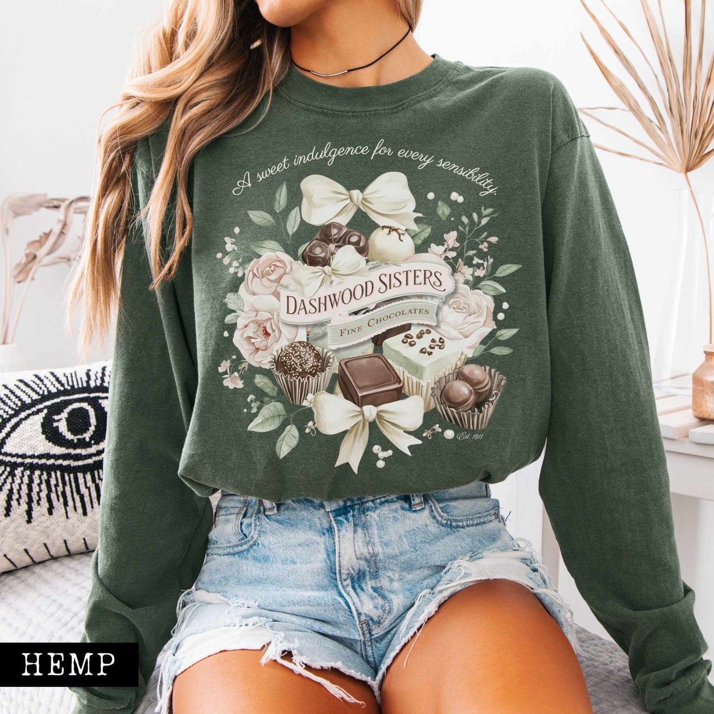 Long-sleeve Hemp / S Dashwood Sisters Fine Chocolates Long Sleeved Shirt The Mystic Eden