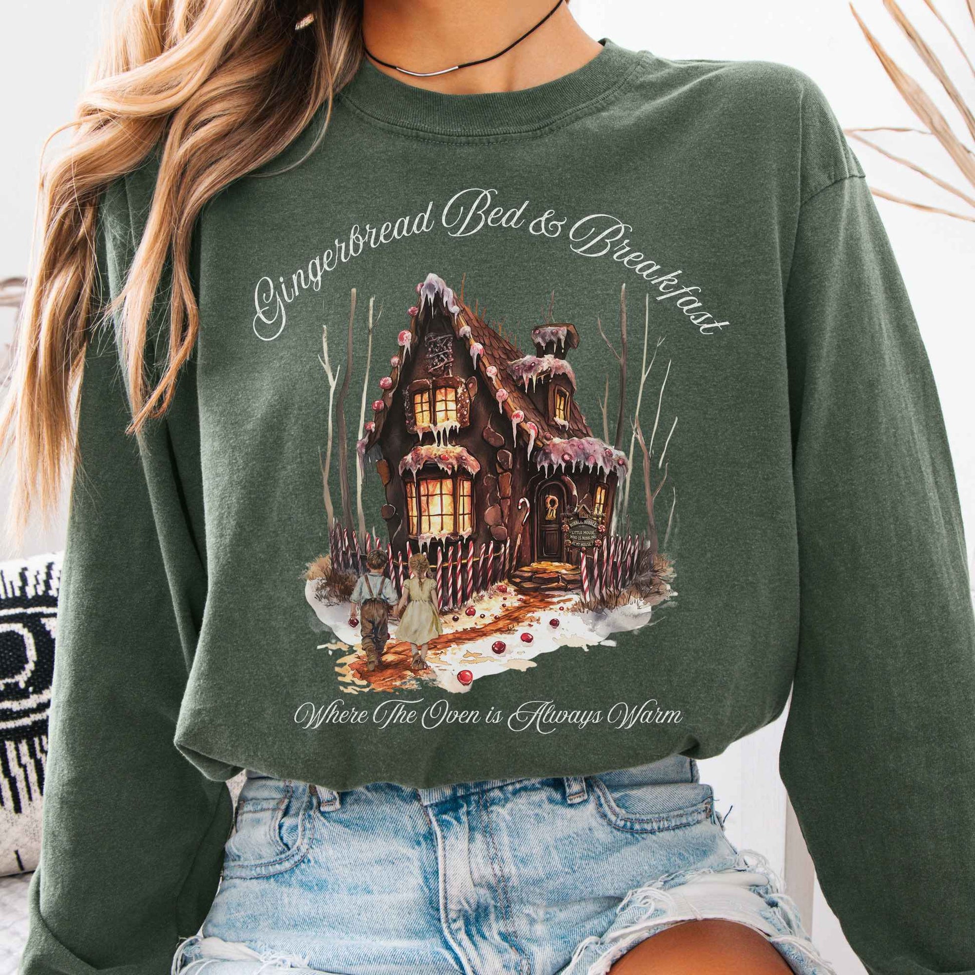 Long-sleeve Hemp / S Gingerbread Bed & Breakfast Hansel and Gretel Fairytale Long Sleeve Shirt The Mystic Eden