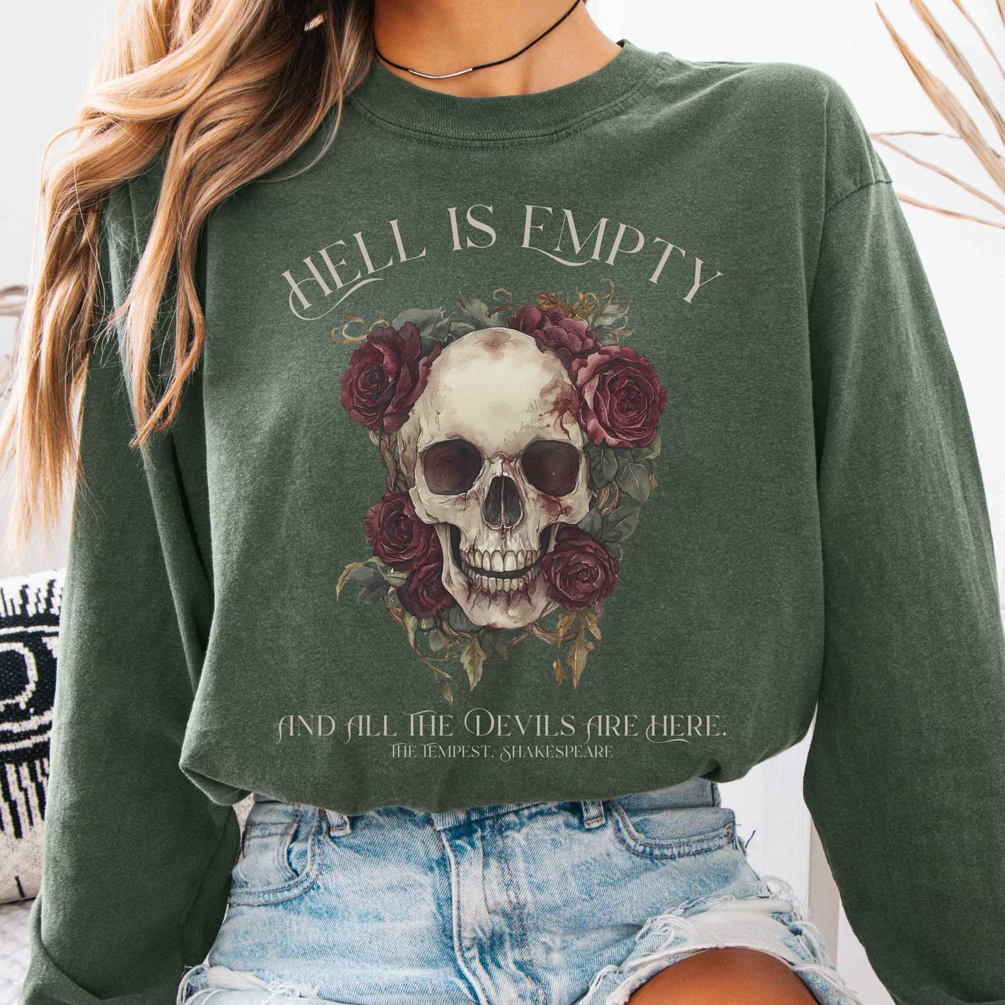 Long-sleeve Hemp / S Hell Is Empty And All The Devils Are Here Shakespeare Long Sleeve Shirt The Mystic Eden