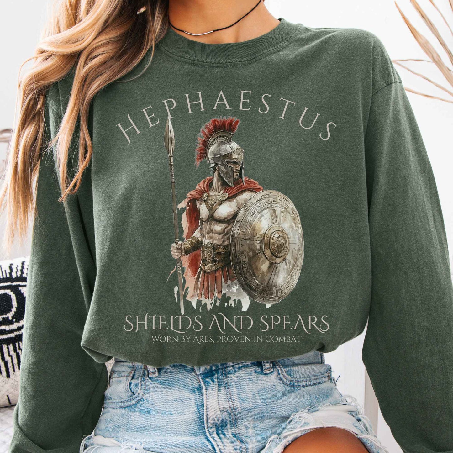 Long-sleeve Hemp / S Hephaestus Shields and Spears Long Sleeve Shirt The Mystic Eden