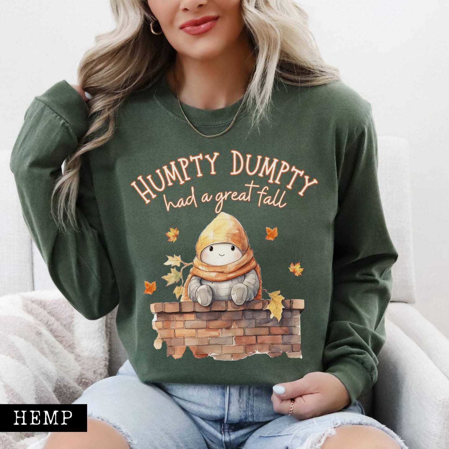 Long-sleeve Hemp / S Humpty Dumpty Had a Great Fall Long Sleeved Tee The Mystic Eden