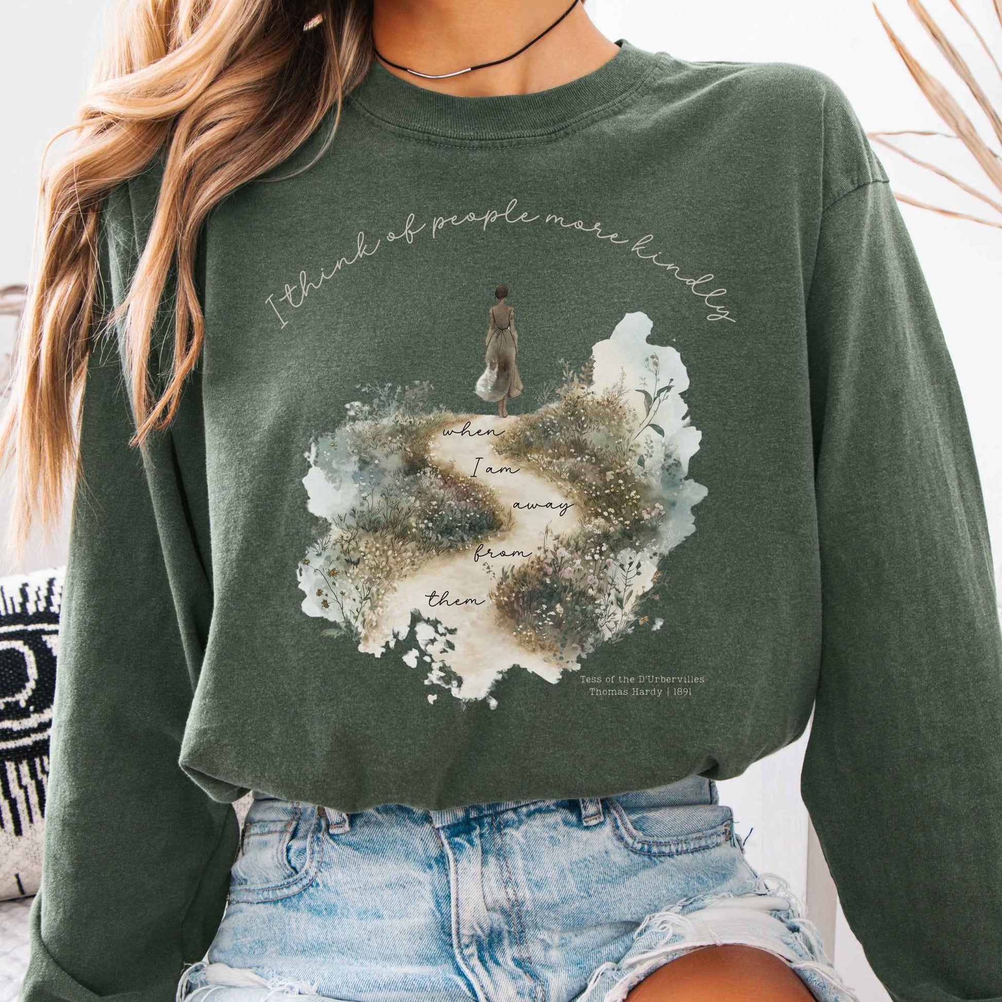 Long-sleeve Hemp / S I Think Of People More Kindly Tess of The d'Urbervilles  Long Sleeve Shirt The Mystic Eden
