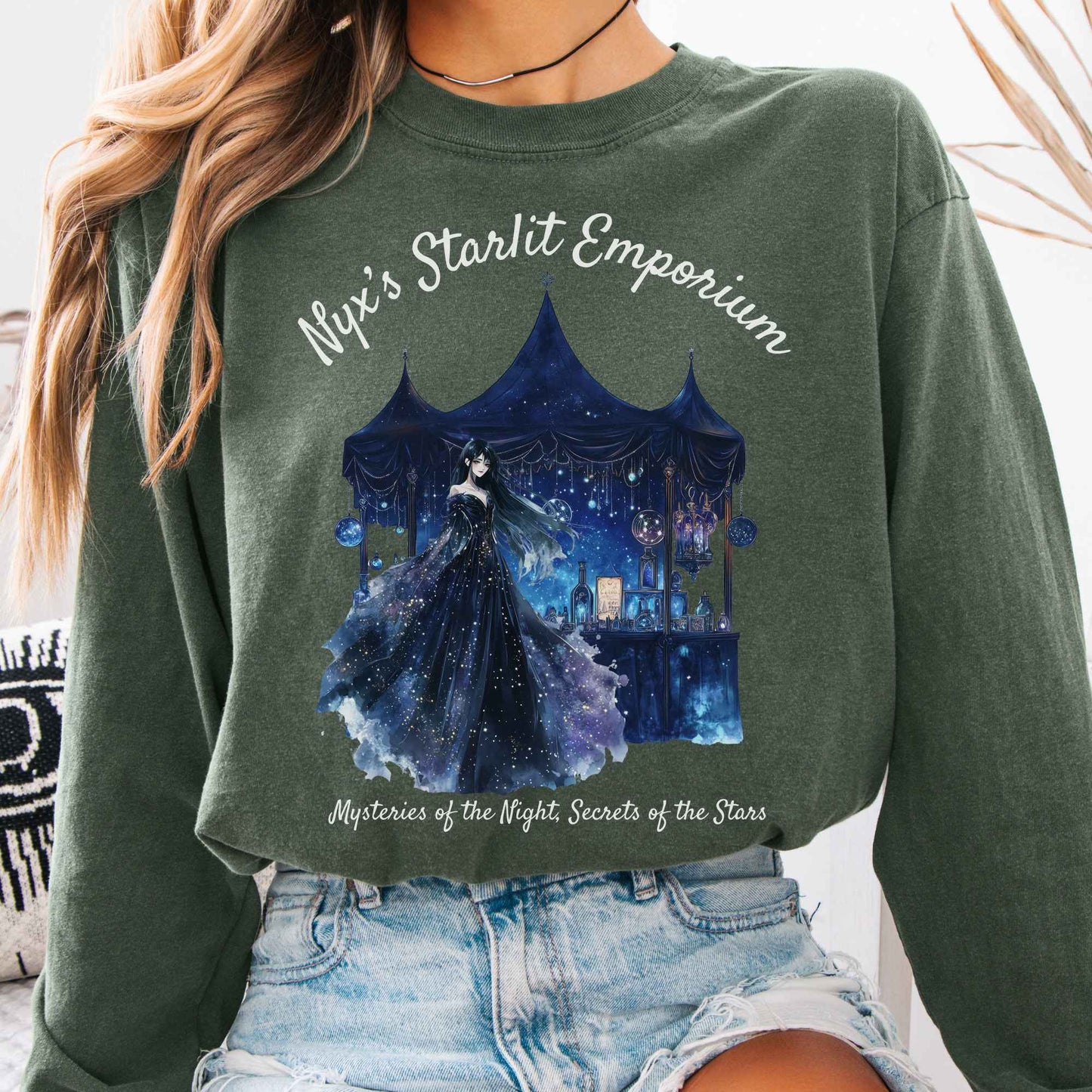 Long-sleeve Hemp / S Nyx's Starlit Emporium Goddess Long Sleeve Shirt The Mystic Eden