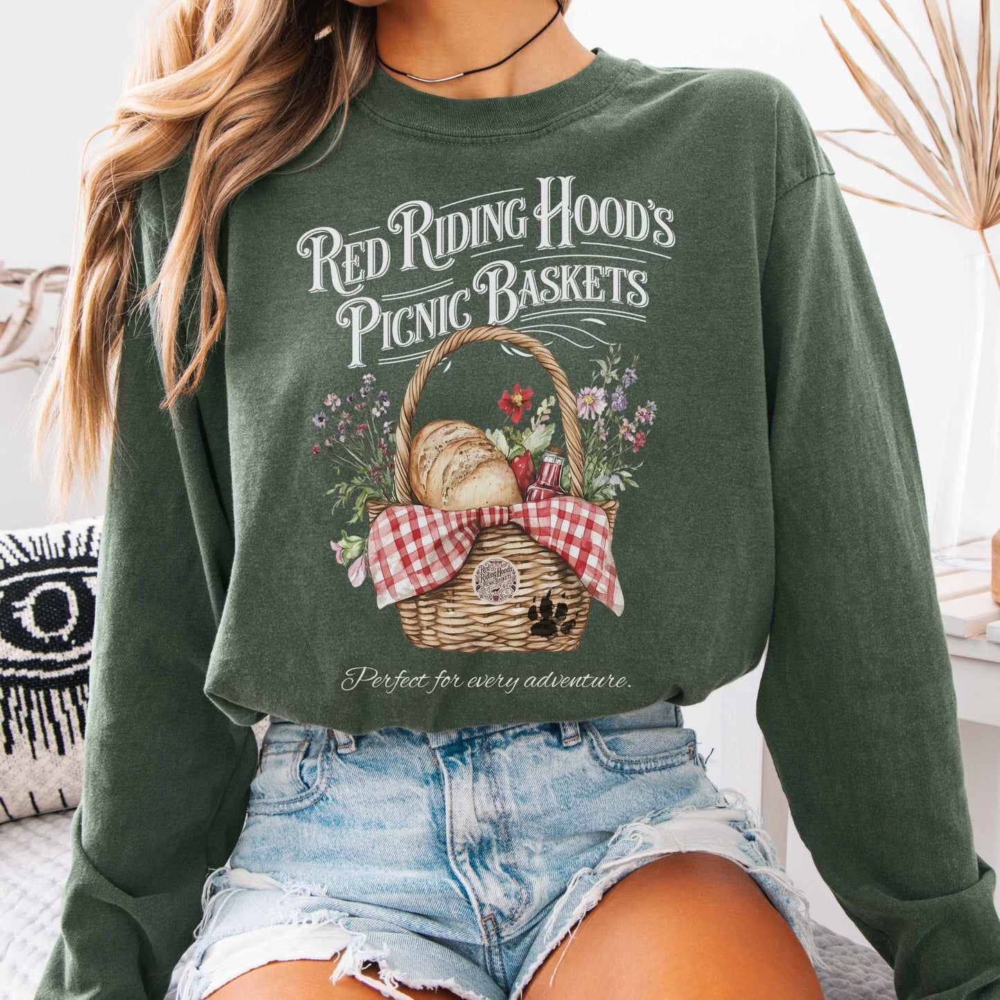 Long-sleeve Hemp / S Red Riding Hood's Picnic Baskets Long Sleeved Shirt The Mystic Eden