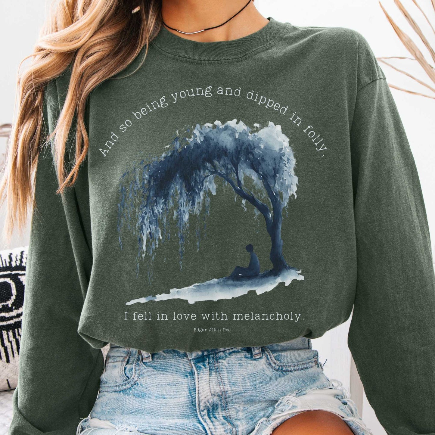 Long-sleeve Hemp / S So Being Young Edgar Allan Poe Long Sleeved Shirt The Mystic Eden