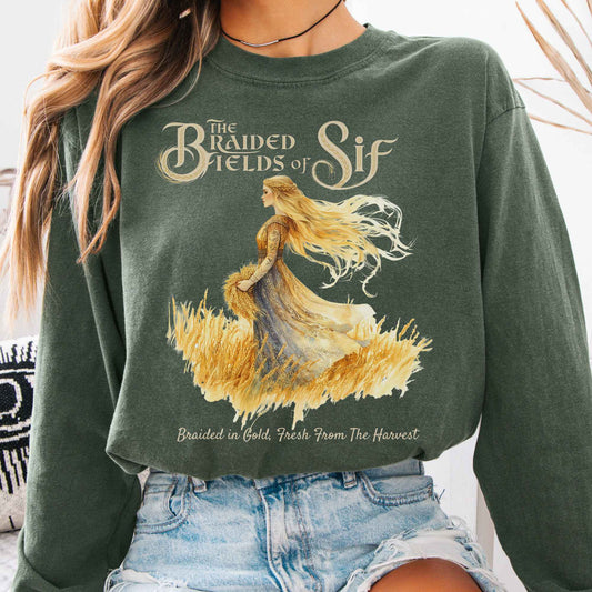 Long-sleeve Hemp / S The Braided Fields of Sif Norse Goddess Long Sleeve Shirt The Mystic Eden