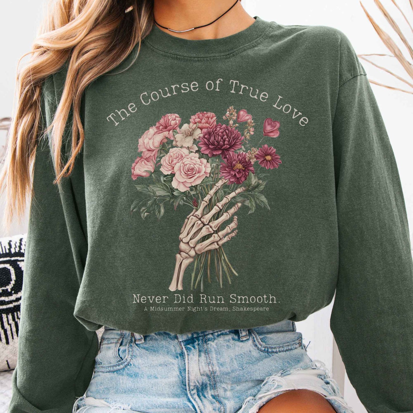 Long-sleeve Hemp / S The Course of True Love Never Did Run Smooth Shakespeare Long Sleeve Shirt The Mystic Eden