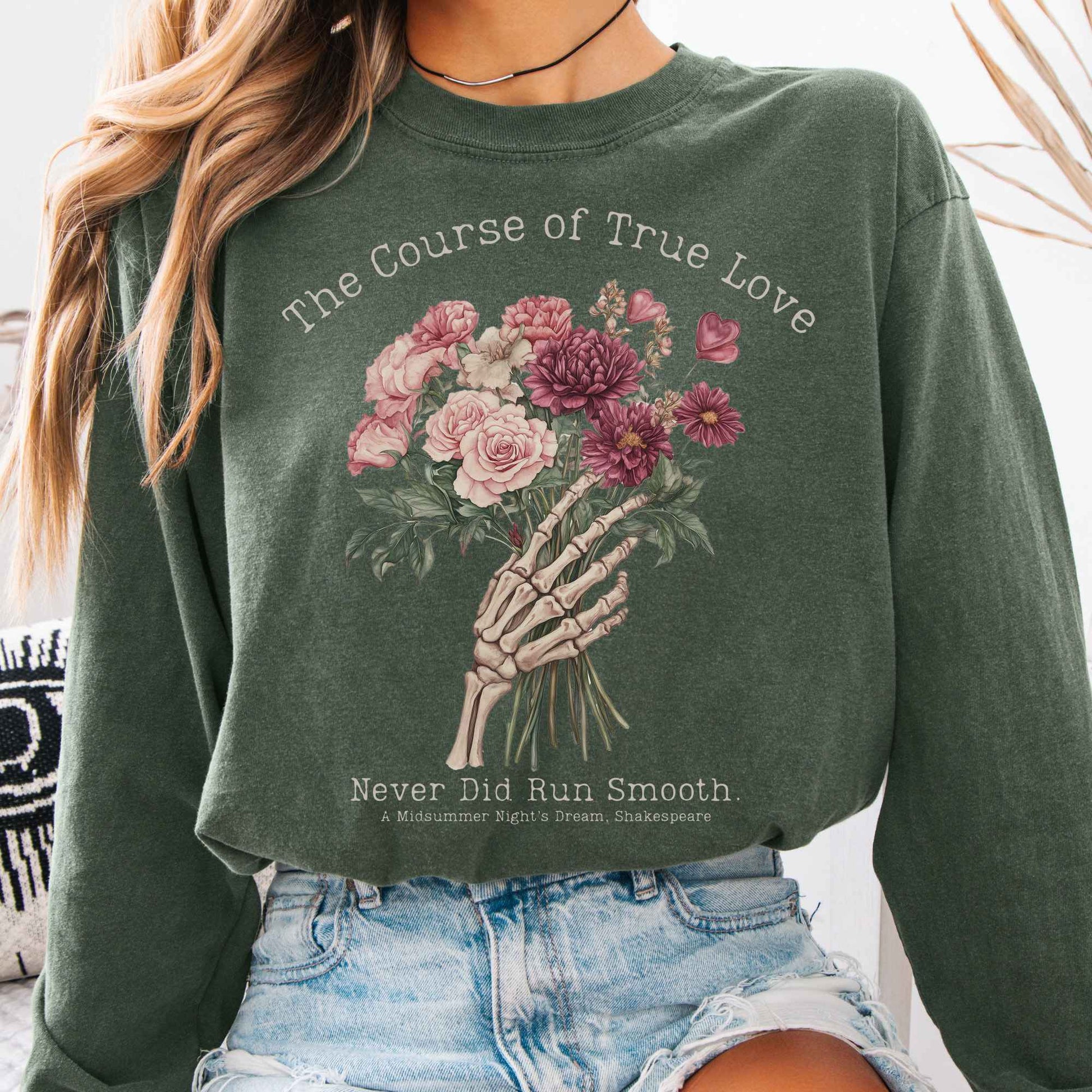 Long-sleeve Hemp / S The Course of True Love Never Did Run Smooth Shakespeare Long Sleeve Shirt The Mystic Eden