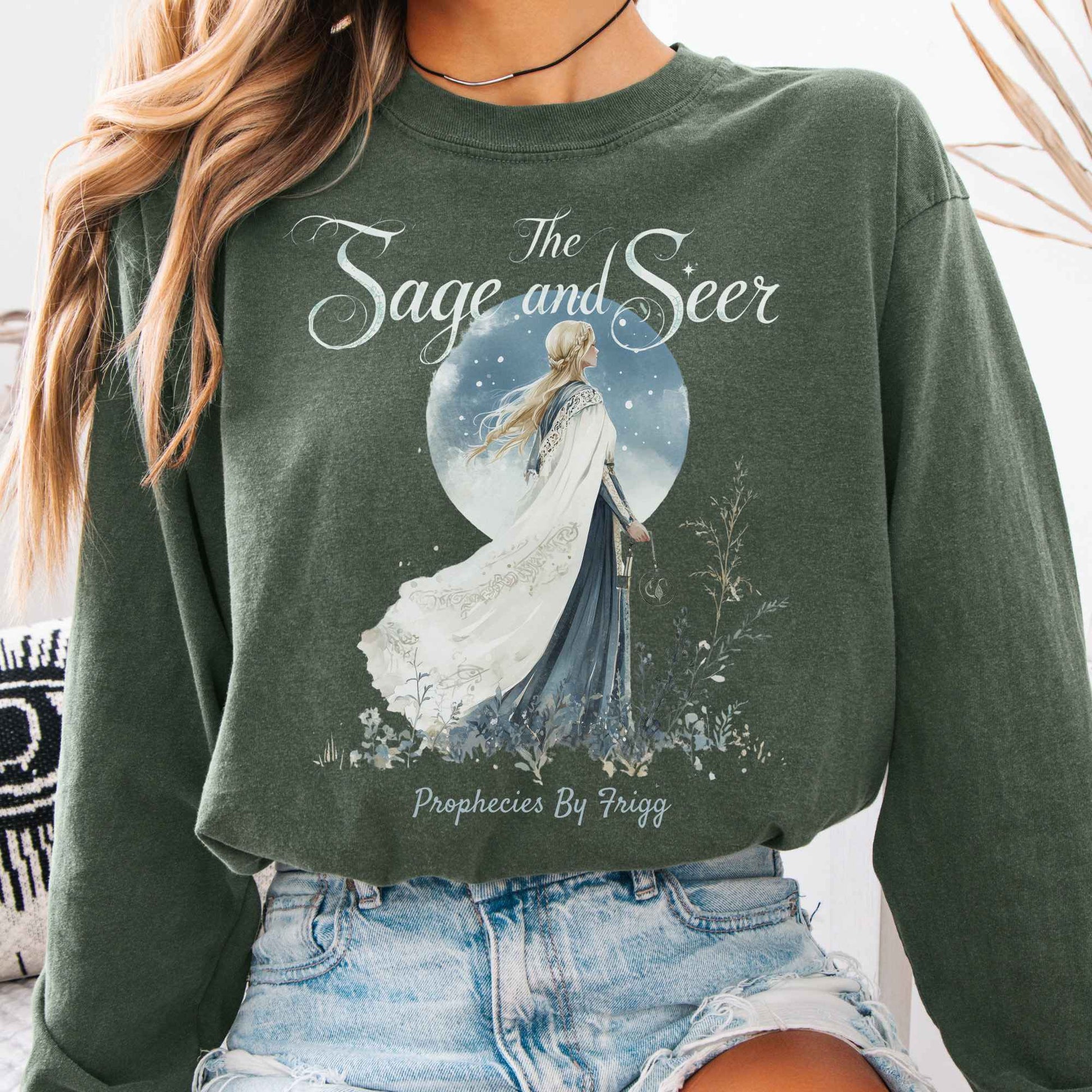 Long-sleeve Hemp / S The Sage & Seer Prophecies by Frigg Norse Gods Long Sleeve Shirt The Mystic Eden