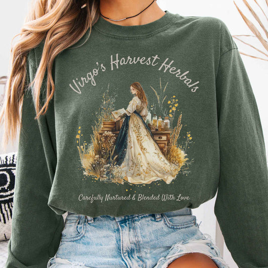 Long-sleeve Hemp / S Virgo's Harvest Herbals Zodiac Long Sleeve Shirt The Mystic Eden