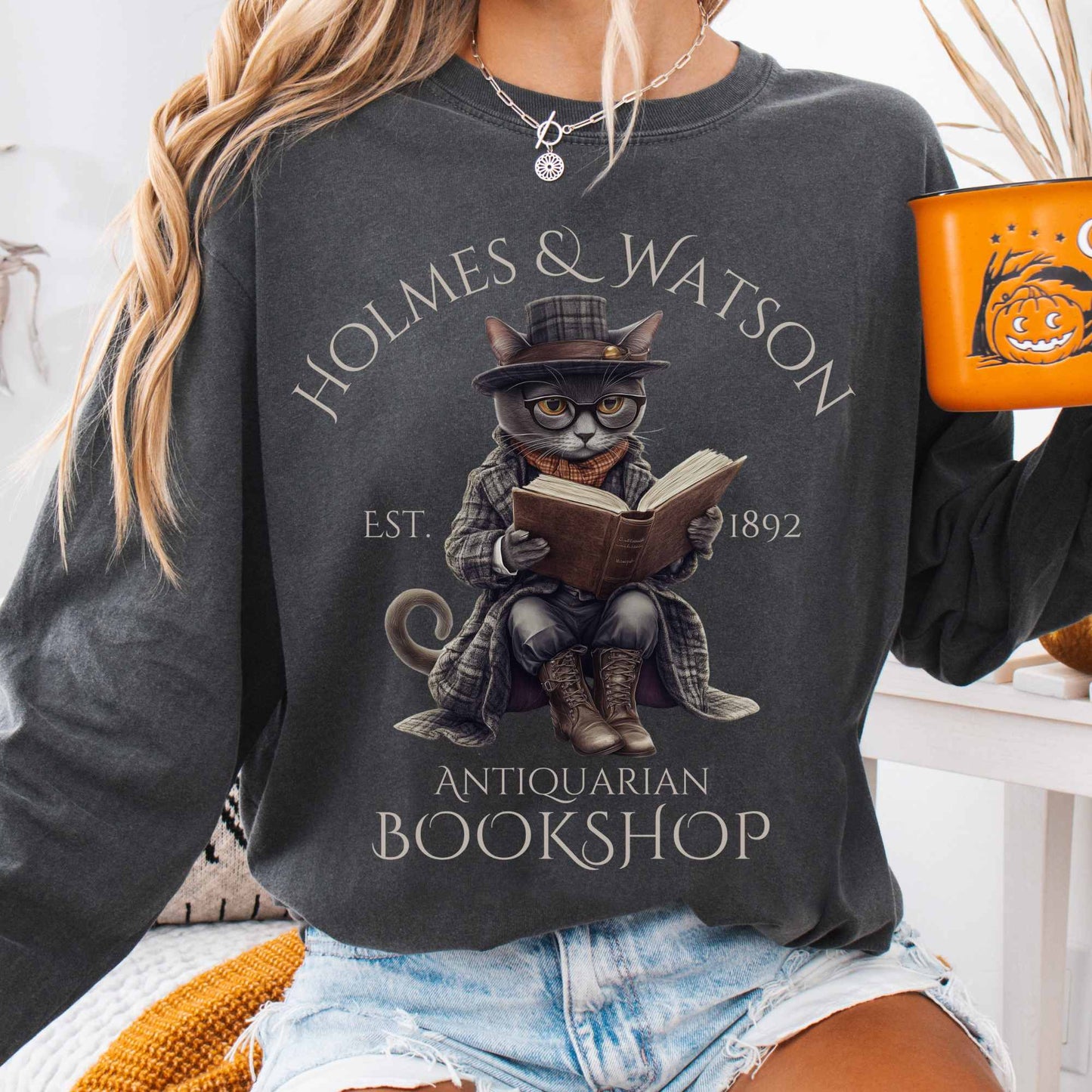 Long-sleeve Homes & Watson Antiquarian Bookshop - Sherlock Holmes Long sleeve Tee The Mystic Eden