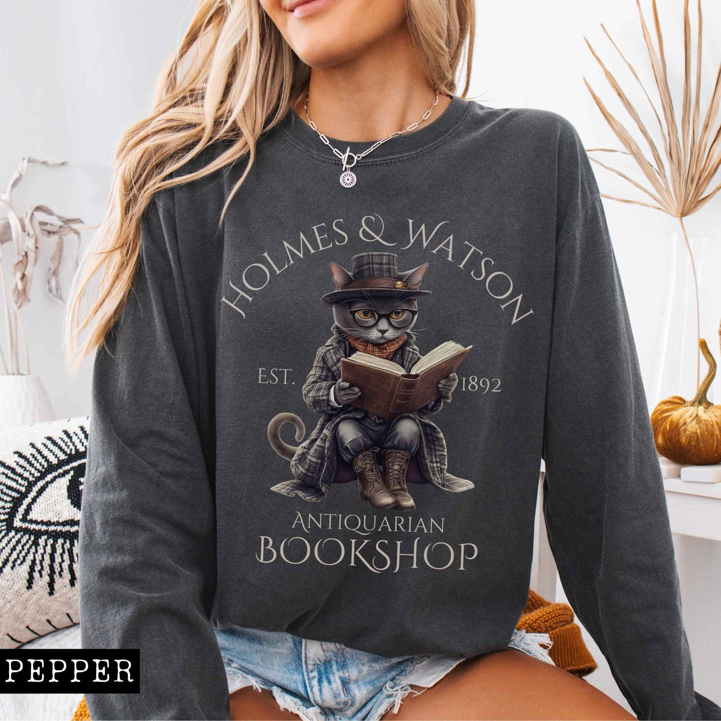 Long-sleeve Homes & Watson Antiquarian Bookshop - Sherlock Holmes Long sleeve Tee The Mystic Eden
