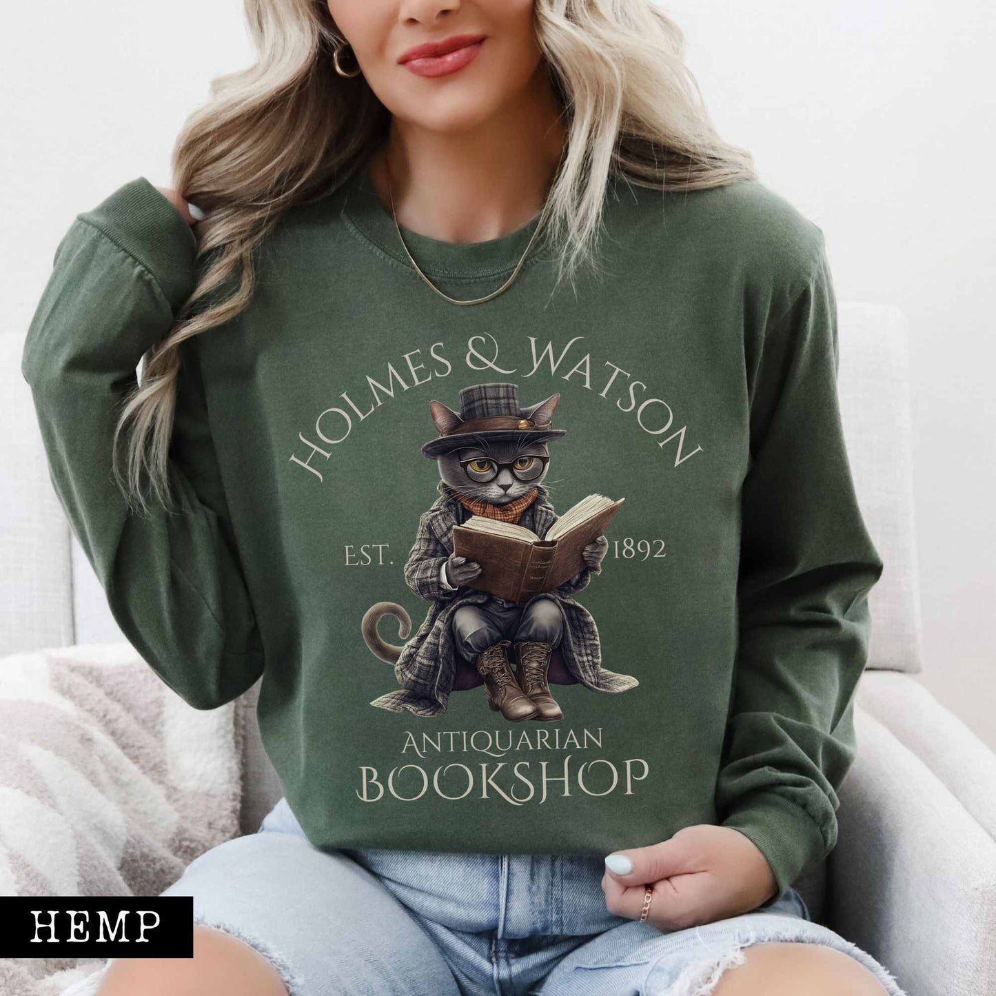 Long-sleeve Homes & Watson Antiquarian Bookshop - Sherlock Holmes Long sleeve Tee The Mystic Eden