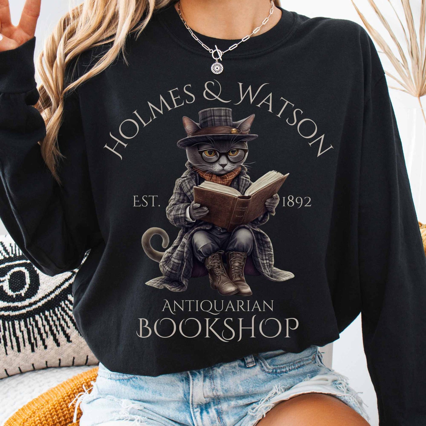 Long-sleeve Homes & Watson Antiquarian Bookshop - Sherlock Holmes Long sleeve Tee The Mystic Eden