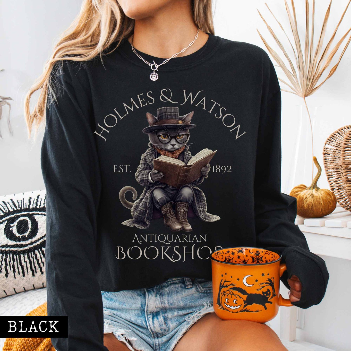 Long-sleeve Homes & Watson Antiquarian Bookshop - Sherlock Holmes Long sleeve Tee The Mystic Eden