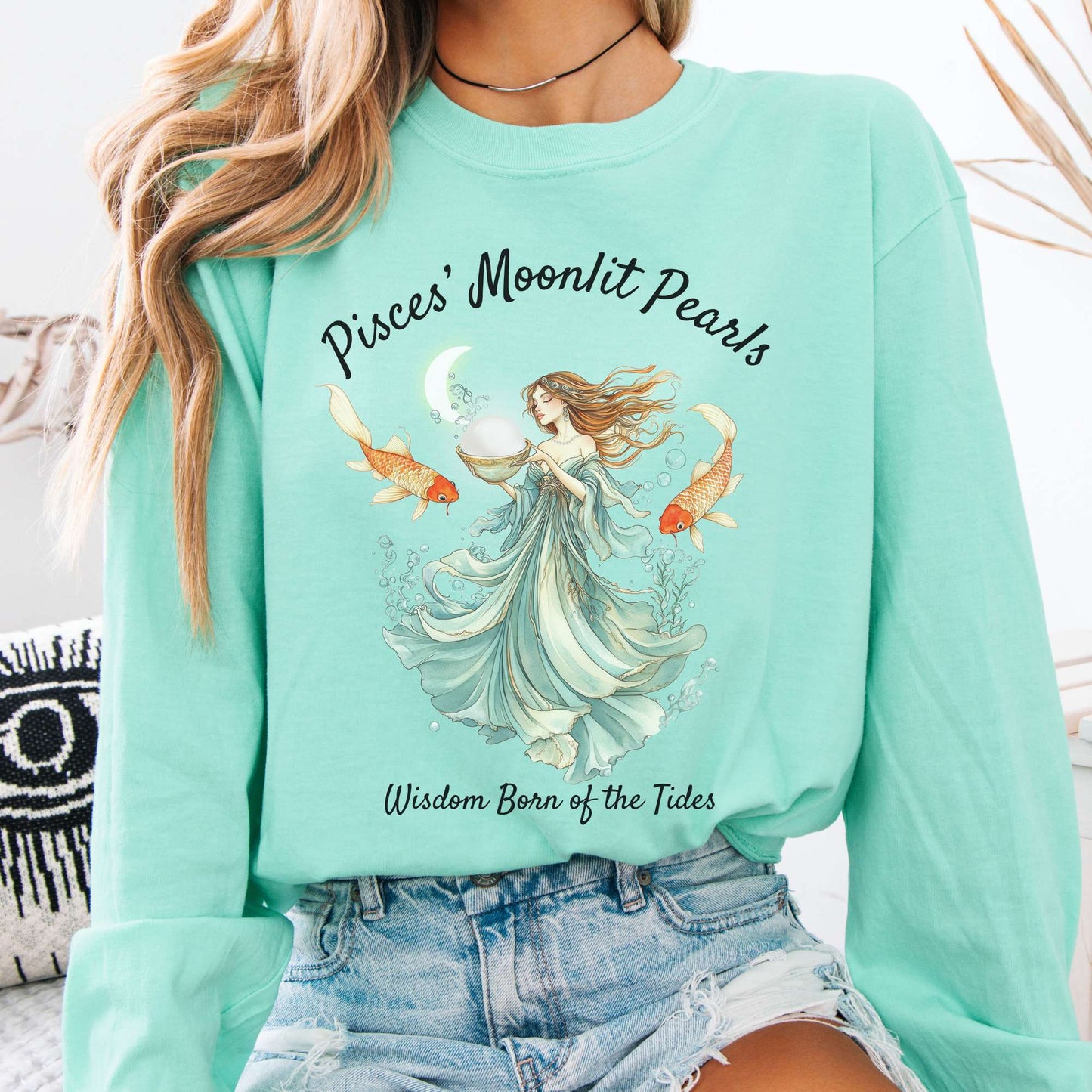 Long-sleeve Island Reef / S Pisces' Moonlit Pearls Zodiac Long Sleeve Tee The Mystic Eden