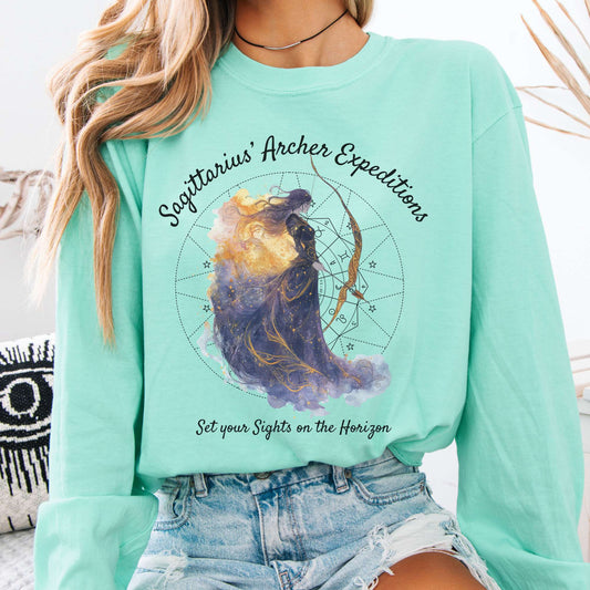Long-sleeve Island Reef / S Sagittarius' Archer Expeditions Zodiac Long Sleeve Tee The Mystic Eden