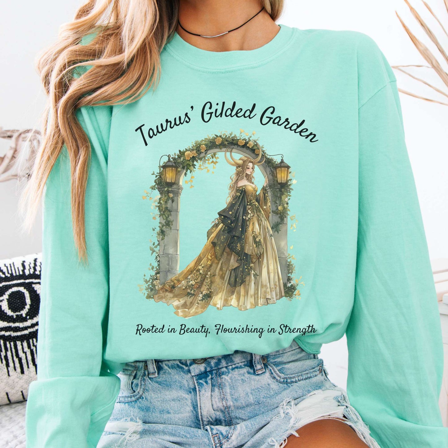 Long-sleeve Island Reef / S Taurus's Gilded Garden Zodiac Long Sleeve Shirt The Mystic Eden