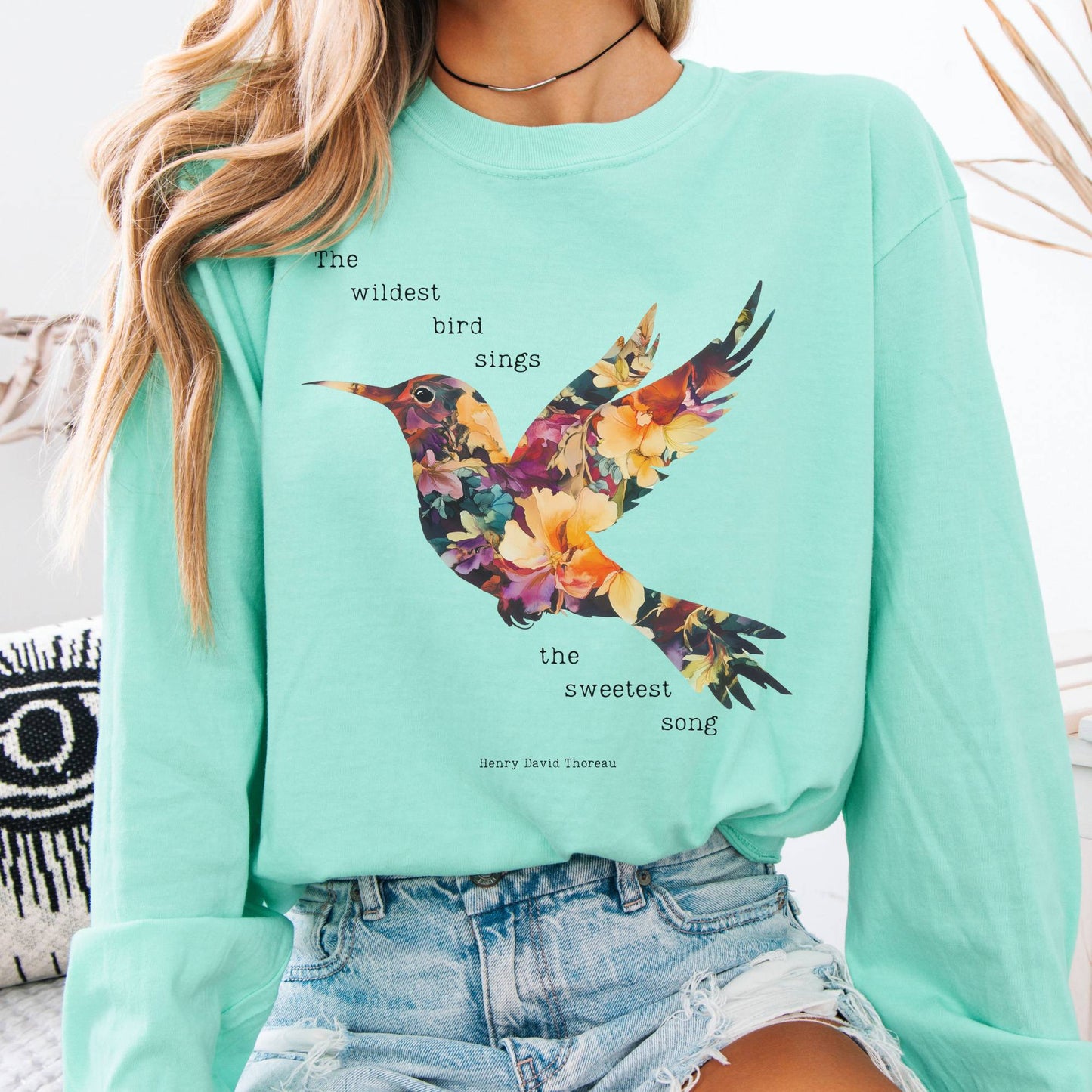 Long-sleeve Island Reef / S Thoreau Shirt Long Sleeve Where The Wildest Bird Sings The Mystic Eden