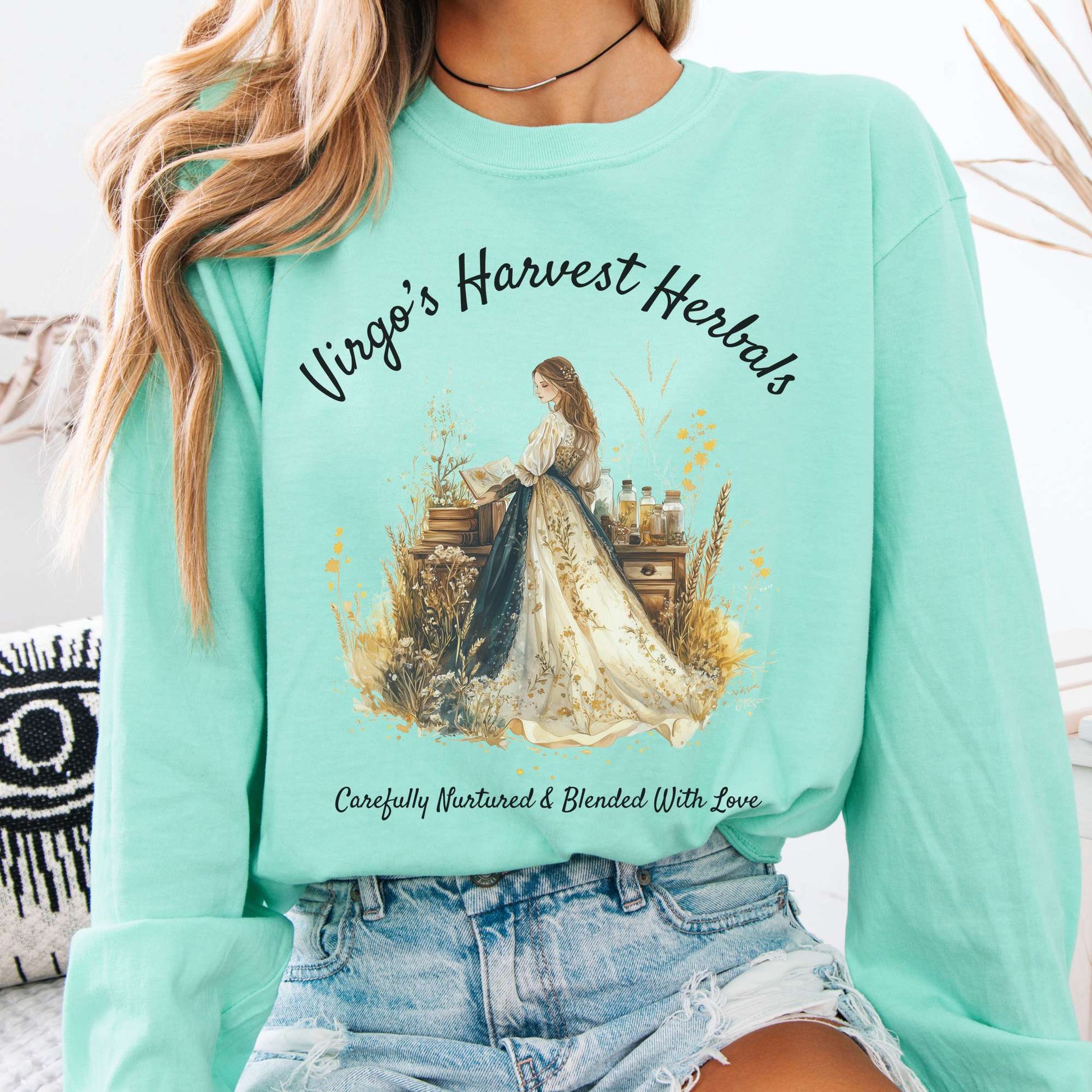 Long-sleeve Island Reef / S Virgo's Harvest Herbals Zodiac Long Sleeve Shirt The Mystic Eden