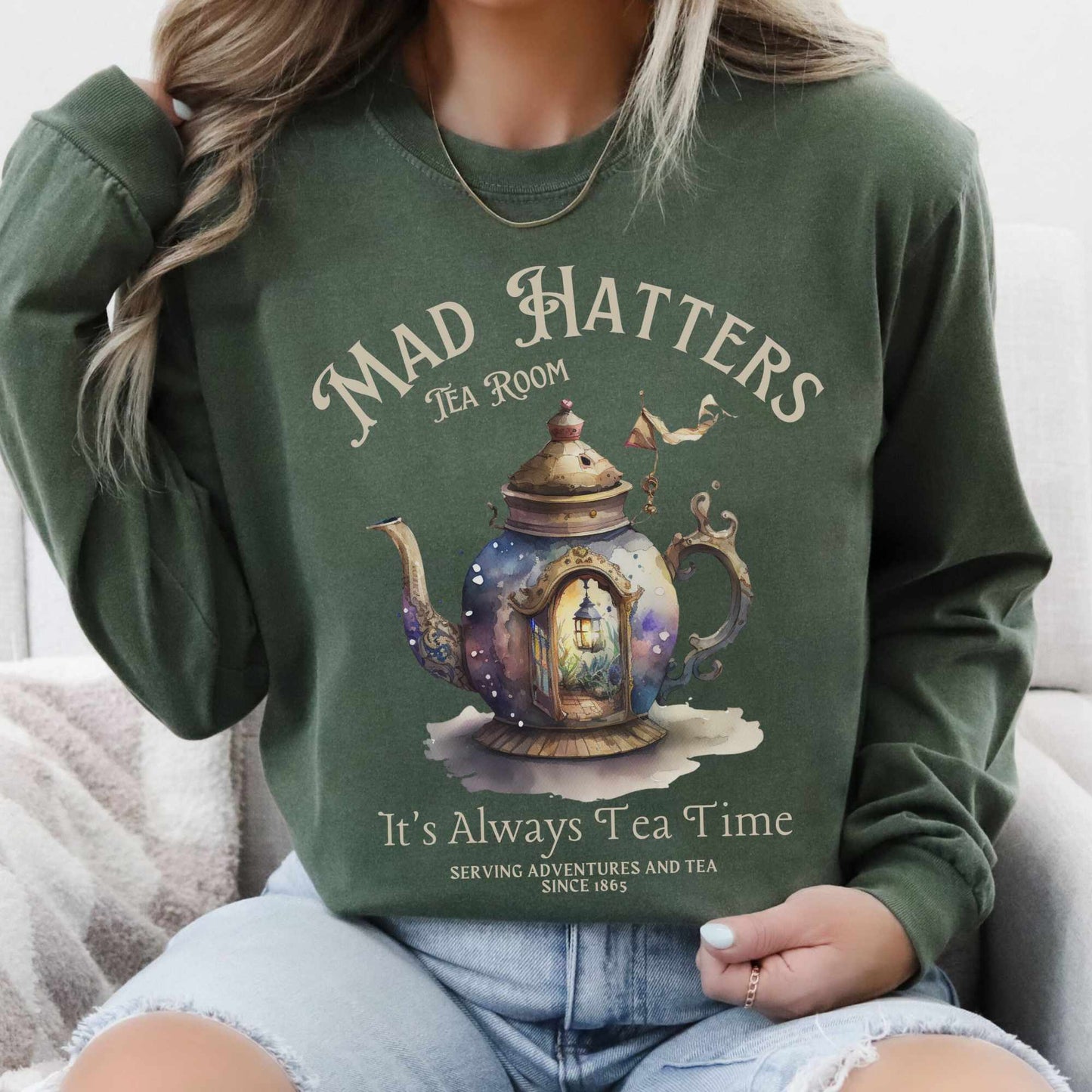 Long-sleeve It's Always Tea Time - Mad Hatters Tea Room Long Sleeved Shirt The Mystic Eden