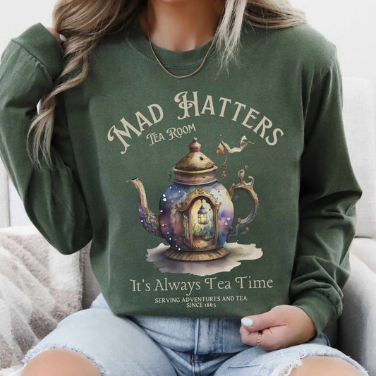 Long-sleeve It's Always Tea Time - Mad Hatters Tea Room Long Sleeved Shirt The Mystic Eden