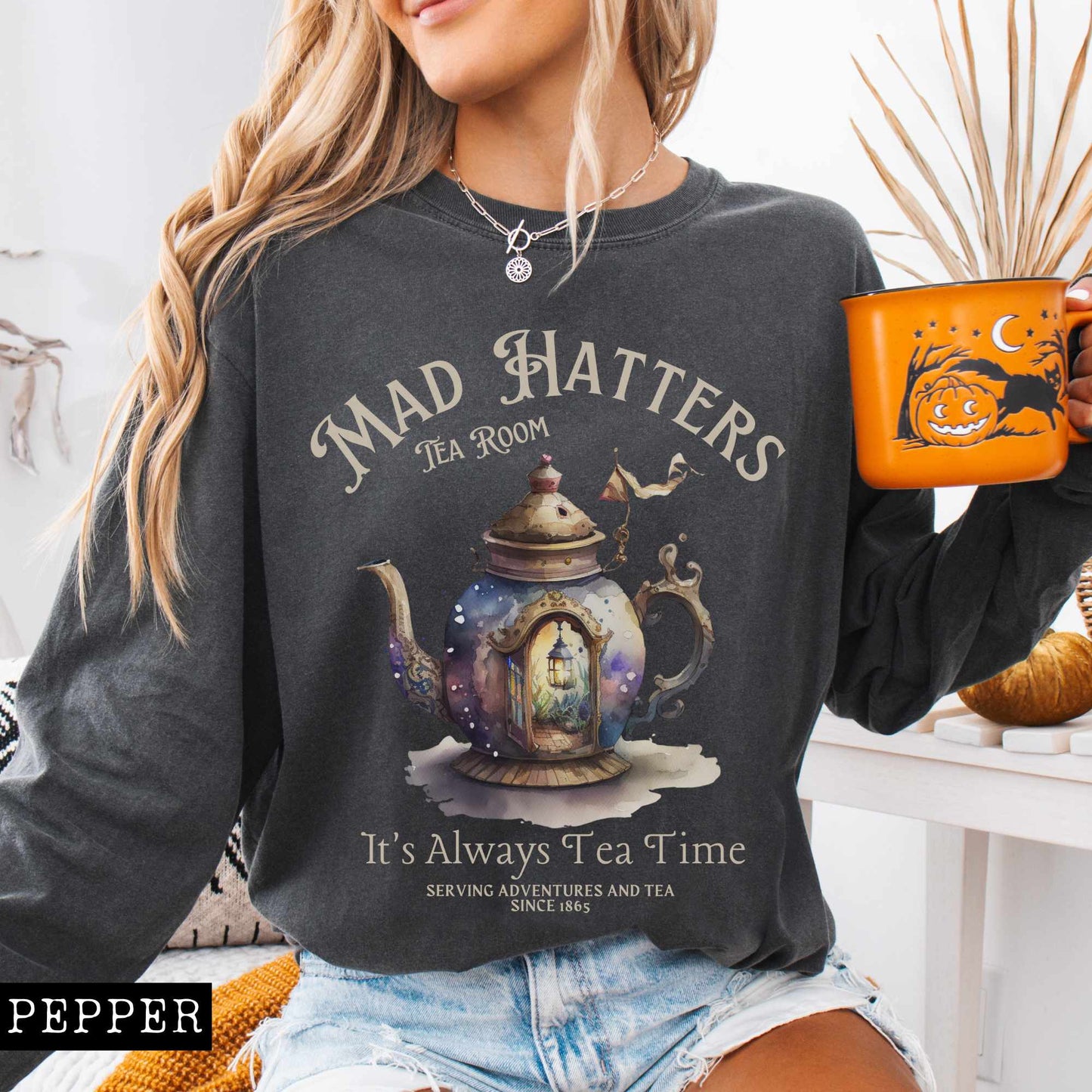 Long-sleeve It's Always Tea Time - Mad Hatters Tea Room Long Sleeved Shirt The Mystic Eden
