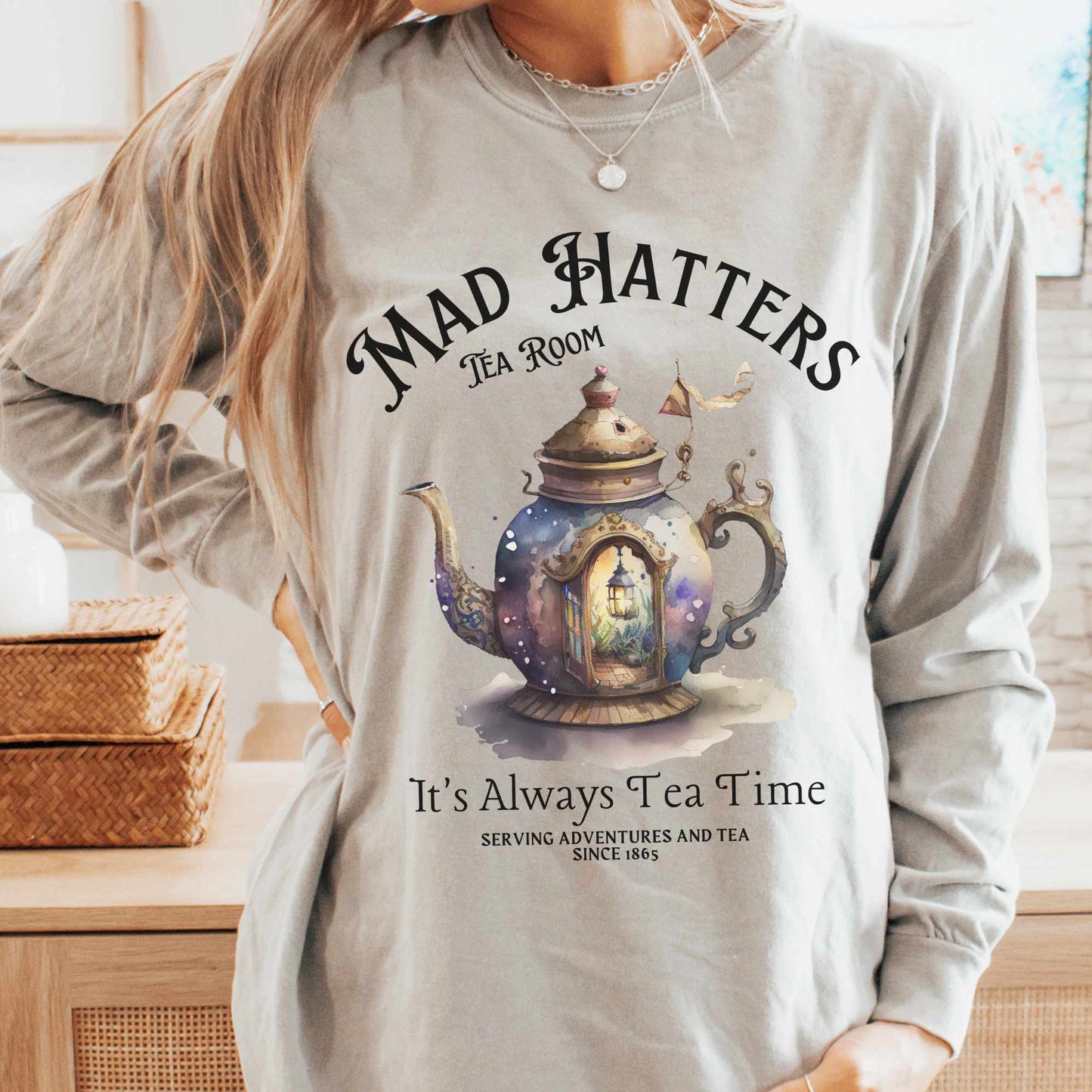 Long-sleeve It's Always Tea Time - Mad Hatters Tea Room Long Sleeved Shirt The Mystic Eden